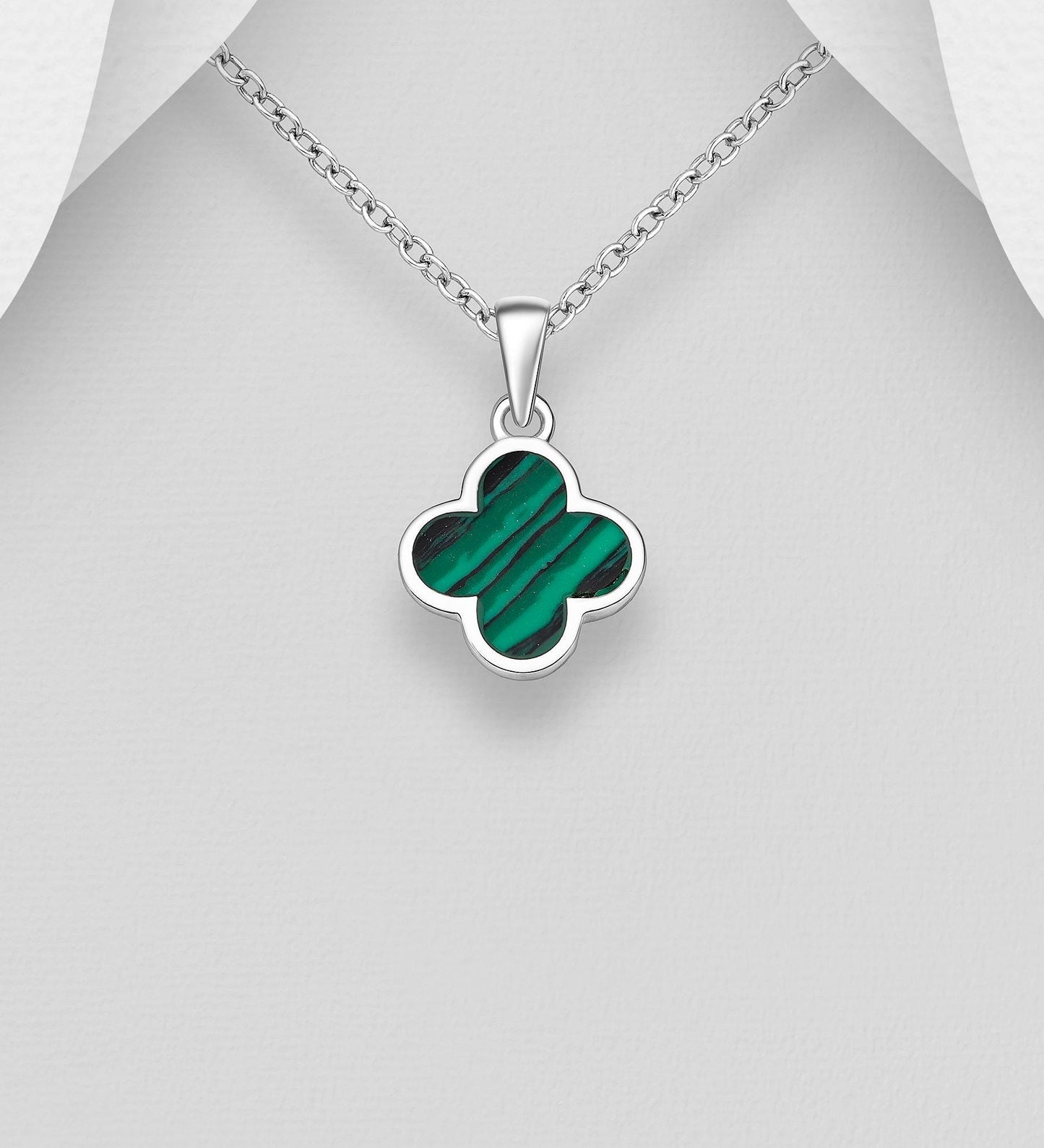 4 Leaf Lucky Clover Pendant with 18 Inch Chain – Hand-poured resin enamel, 925 Silver Necklace, Charm Minimalist, Bracelet 6.5-7.5 Inch