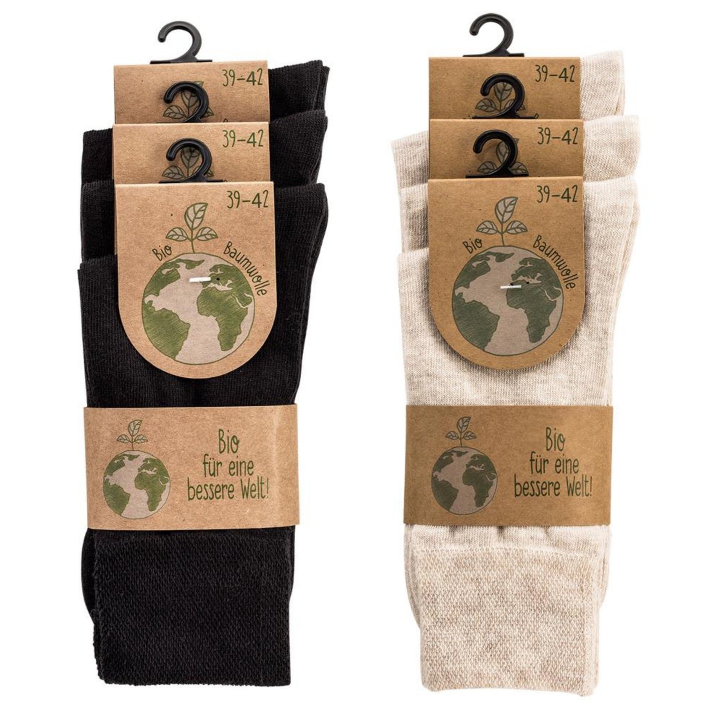 6X Classic Organic Cotton Dress Socks, Men & Women, Soft, Comfortable Calf, Organic Cotton, Basic, 3Black + 3Beige, Hand Linked, Seamless