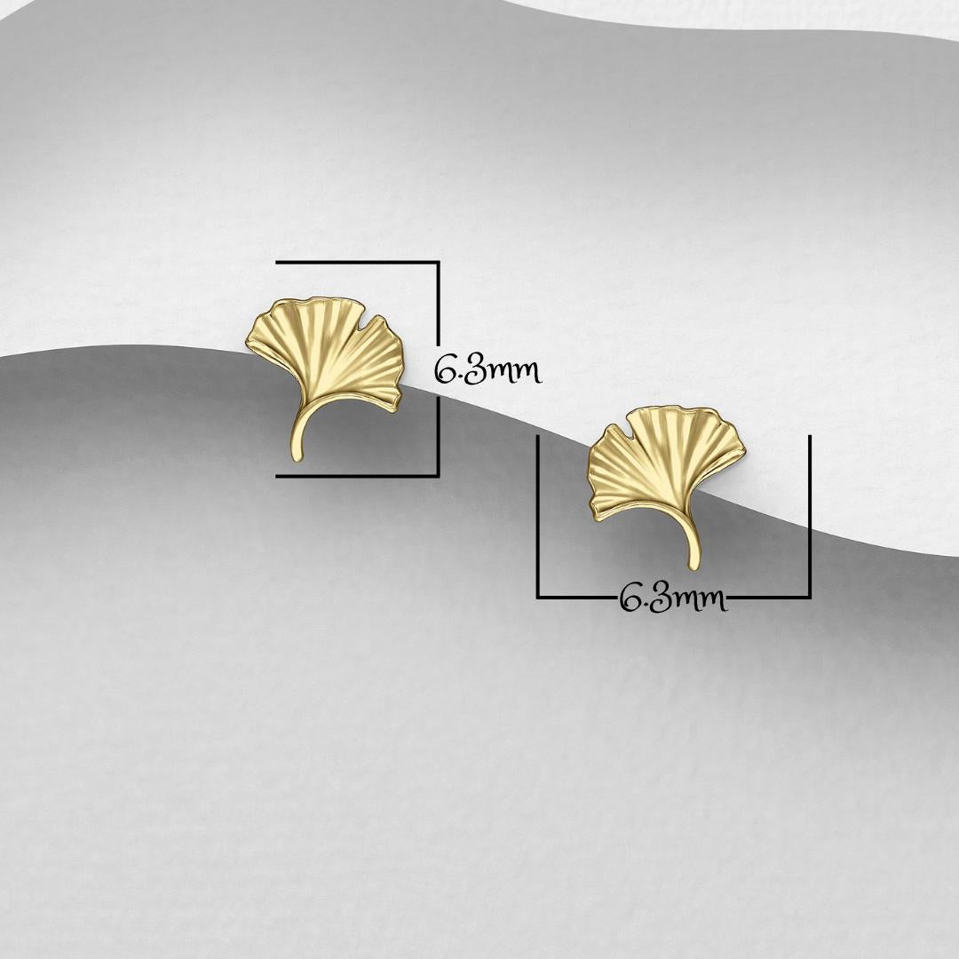 Ginkgo Leaf Hoop Earrings - 925 Sterling Silver - 14K Gold Plated - Push Back & Hoops - Minimalist Nature Jewelry Gift - Gift for Her