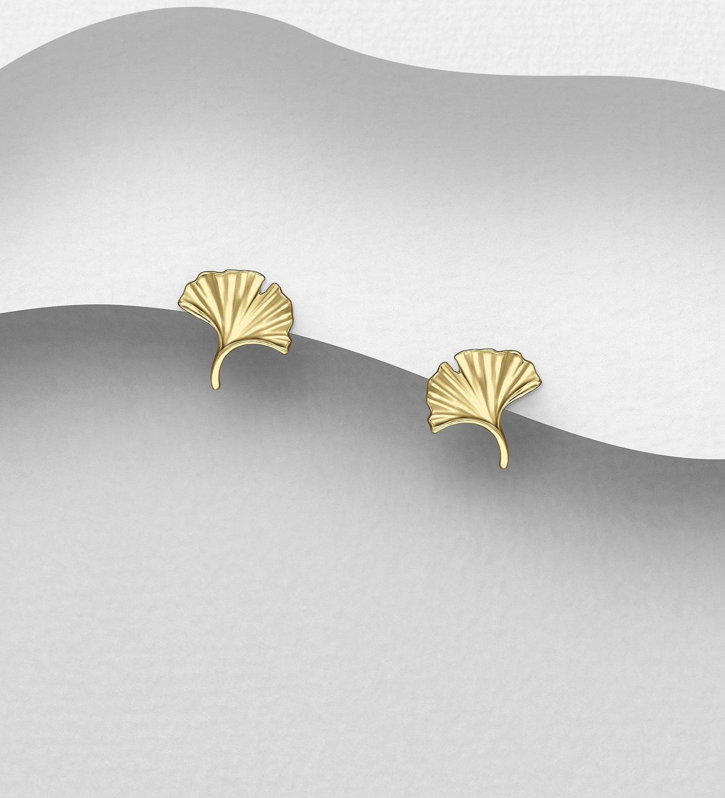 Ginkgo Leaf Hoop Earrings - 925 Sterling Silver - 14K Gold Plated - Push Back & Hoops - Minimalist Nature Jewelry Gift - Gift for Her