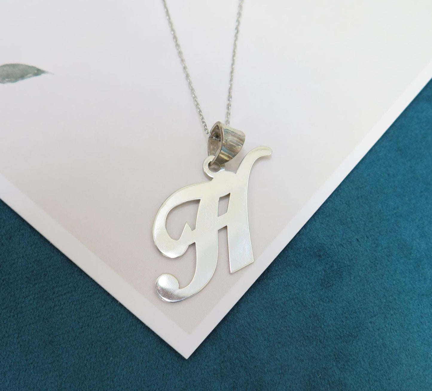 925 Sterling Silver Initial Pendant Necklace - minimalist Letter Charm - Dainty Custom Monogram Jewellery Gift for Women Her Him + 16" Chain