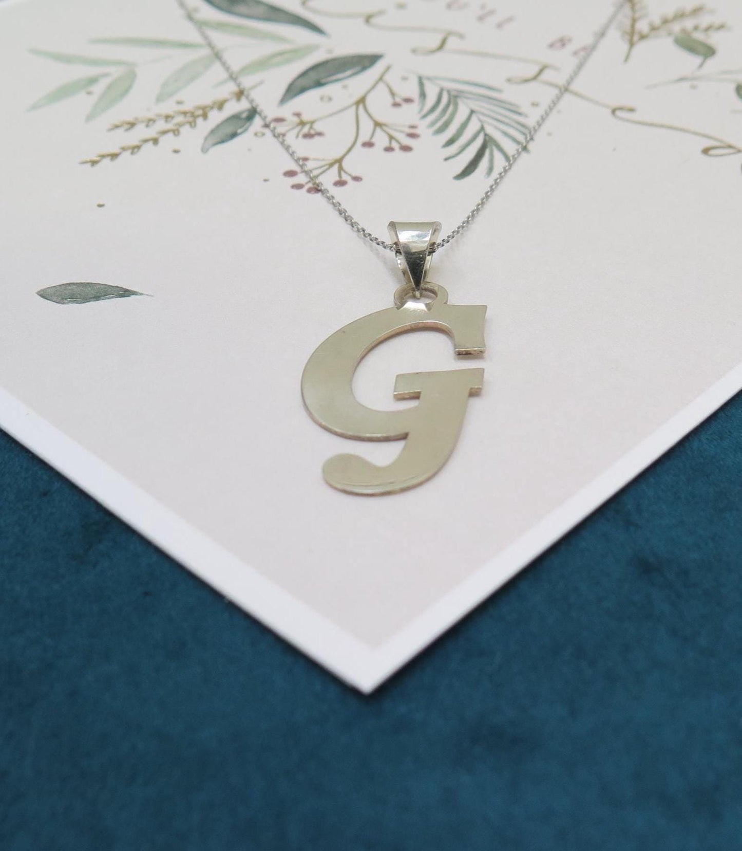 925 Sterling Silver Initial Pendant Necklace - minimalist Letter Charm - Dainty Custom Monogram Jewellery Gift for Women Her Him + 16" Chain
