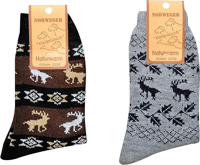 2 Pack Scandinavian wool socks, Natural Premium Merino Wool, Blend of Lamb's wool, Warm socks, Plush Christmas gift for him and Her winter