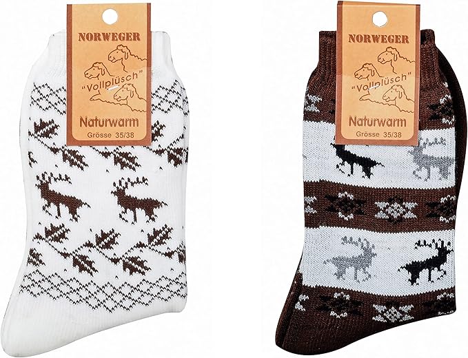 2 Pack Scandinavian wool socks, Natural Premium Merino Wool, Blend of Lamb's wool, Warm socks, Plush Christmas gift for him and Her winter