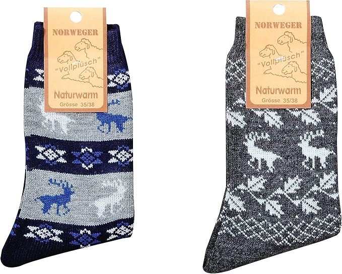 2 Pack Scandinavian wool socks, Natural Premium Merino Wool, Blend of Lamb's wool, Warm socks, Plush Christmas gift for him and Her winter