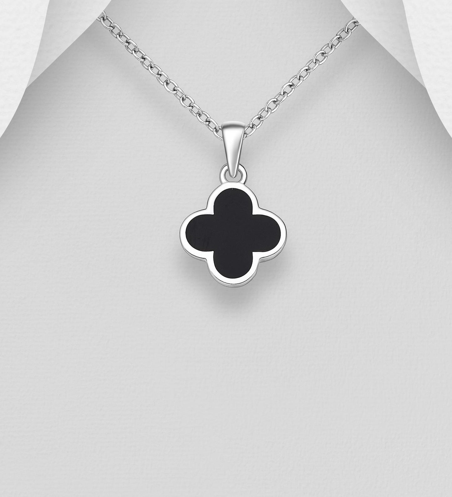 4 Leaf Lucky Clover Pendant with 18 Inch Chain – Hand-poured resin enamel, 925 Silver Necklace, Charm Minimalist, Bracelet 6.5-7.5 Inch