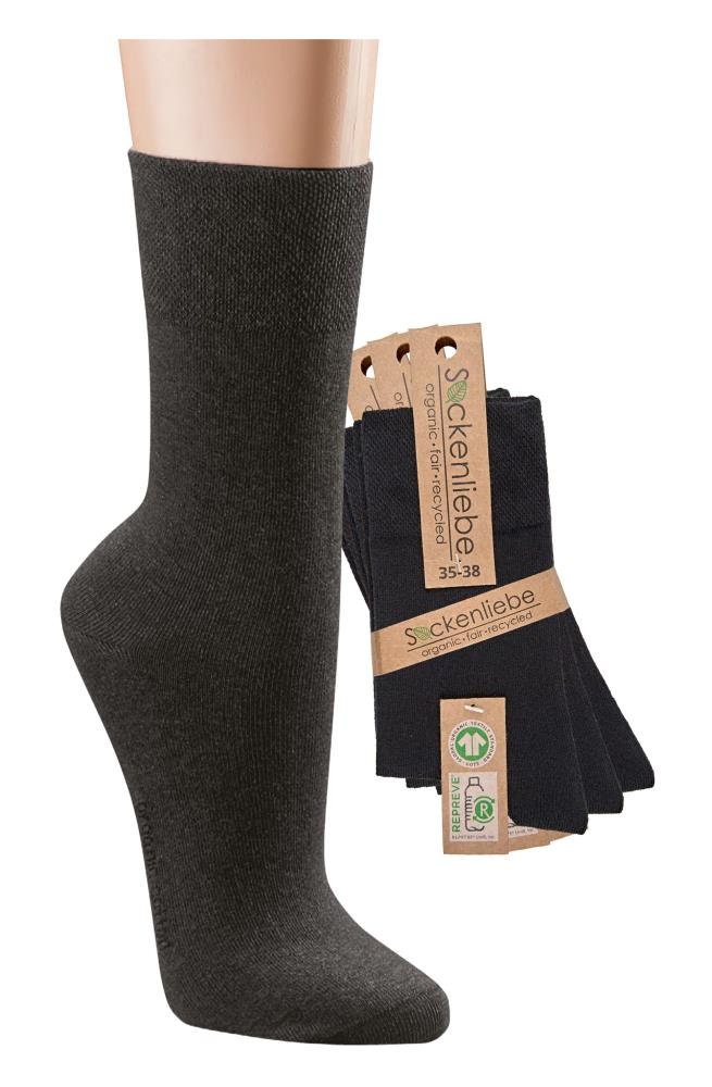 6 Pack Classic Organic Cotton and Recycled PET Bottles Dress Socks, for Men & Women, Soft, Breathable, Basic Black, Hand Linked, Seamless