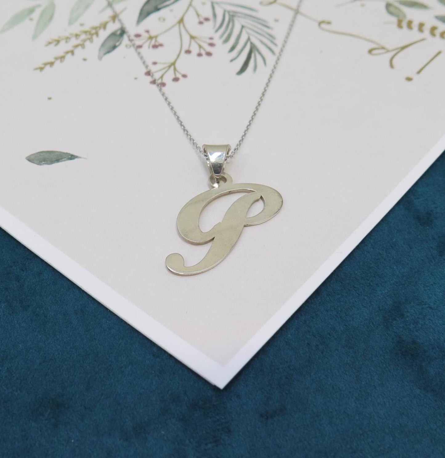 925 Sterling Silver Initial Pendant Necklace - minimalist Letter Charm - Dainty Custom Monogram Jewellery Gift for Women Her Him + 16" Chain