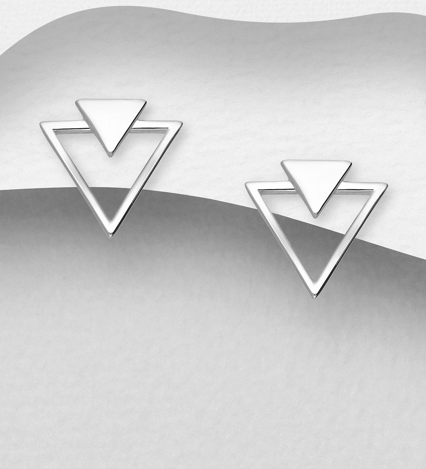 Minimalist Geometric 925 Sterling Silver Earrings – Dainty Triangle, Star & Line Studs – Simple and Elegant Jewelry, Delicate Gift for Her