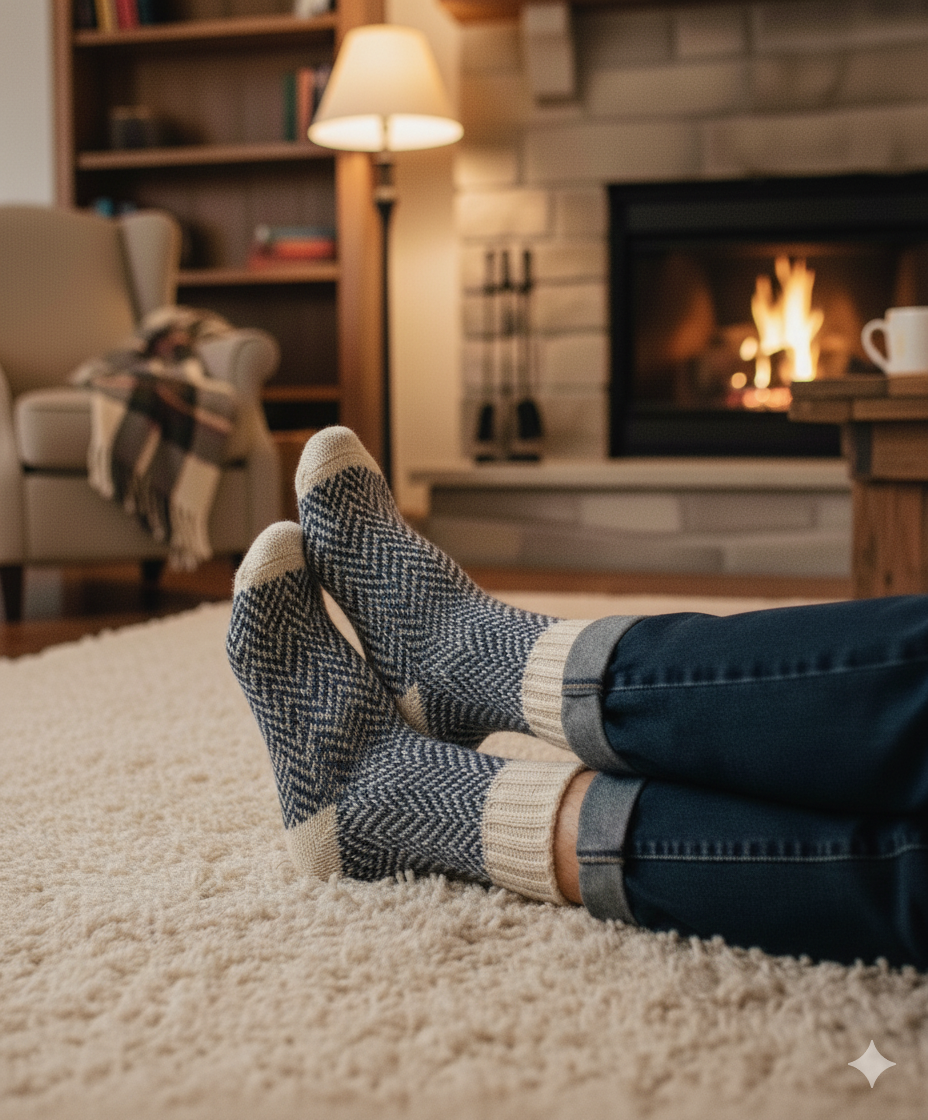 2 Pairs of Herringbone Wool Socks | Alpaca Blend Winter ultra warm Thermal Socks for Men and Women | Cosy Hiking Boot Socks | Luxury Gift
