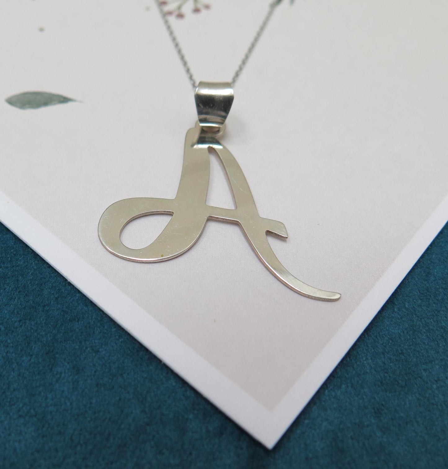 925 Sterling Silver Initial Pendant Necklace - minimalist Letter Charm - Dainty Custom Monogram Jewellery Gift for Women Her Him + 16" Chain