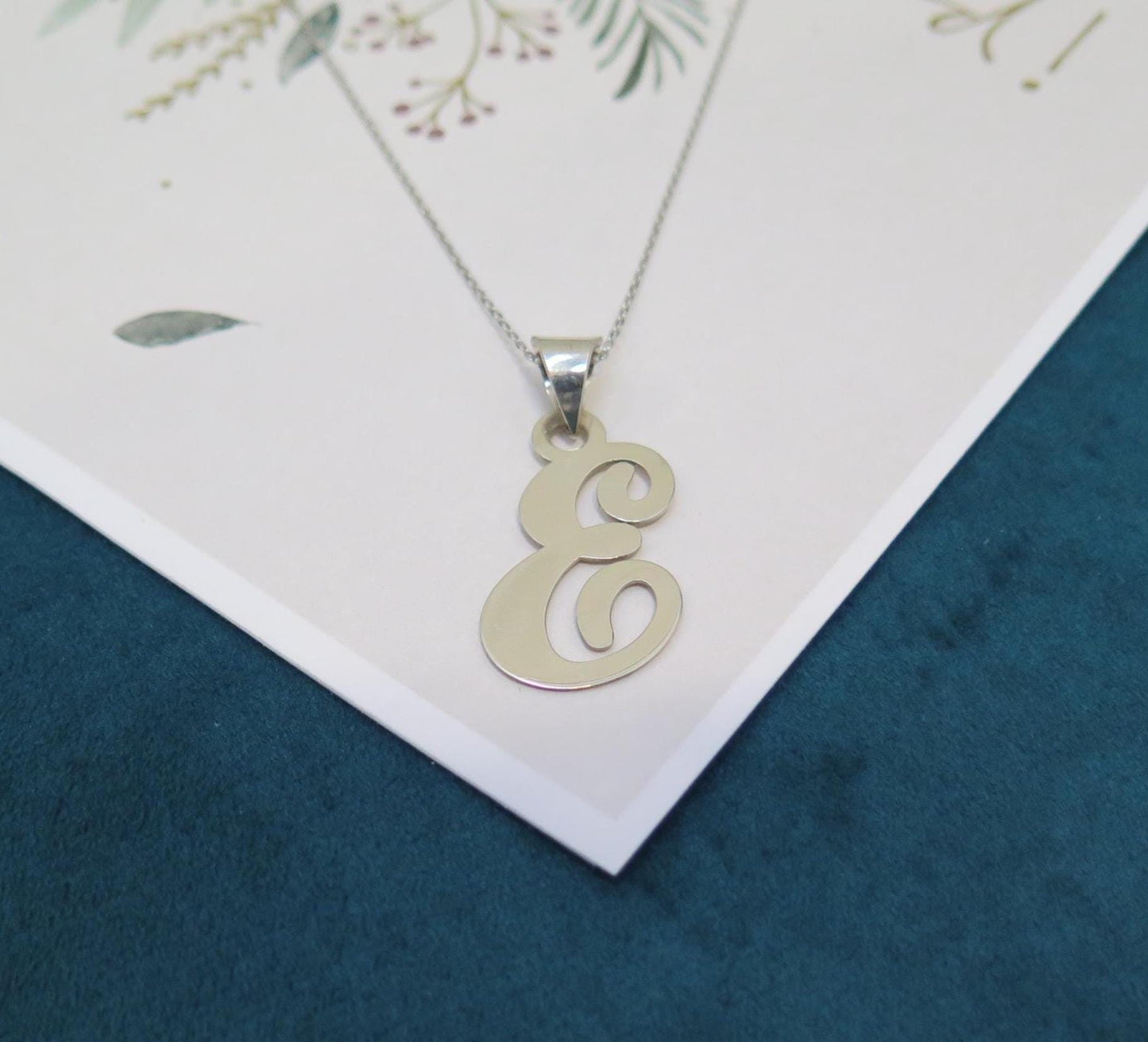 925 Sterling Silver Initial Pendant Necklace - minimalist Letter Charm - Dainty Custom Monogram Jewellery Gift for Women Her Him + 16" Chain