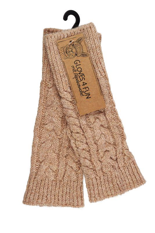 Alpaca Wool Fingerless Gloves | Women's Cable Knit Wrist Warmers | Cosy Winter Texting Mittens | Chilly Office Arm Cuffs - One Size