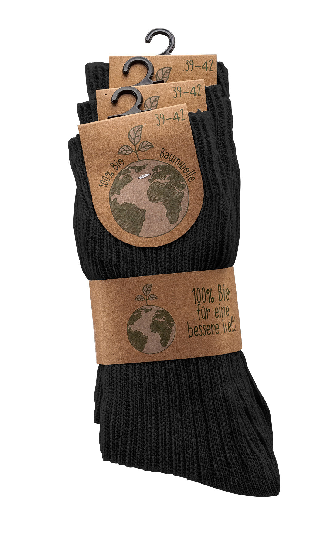 3 pairs of 100% PURE ORGANIC COTTON Winter Socks, Men & Women, Soft & Breathable