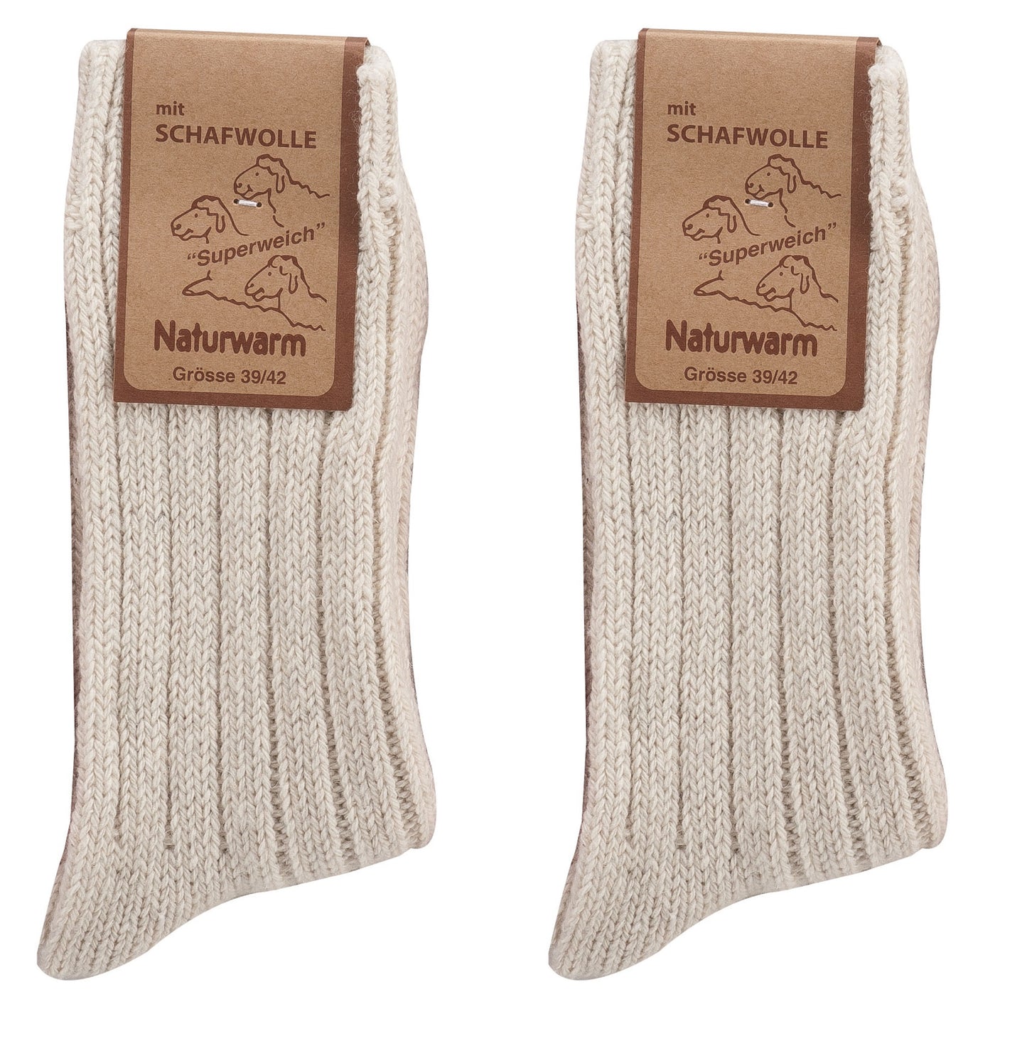 2X Natural Premium Norwegian Women Merino Wool socks, Lambs wool and cotton blend