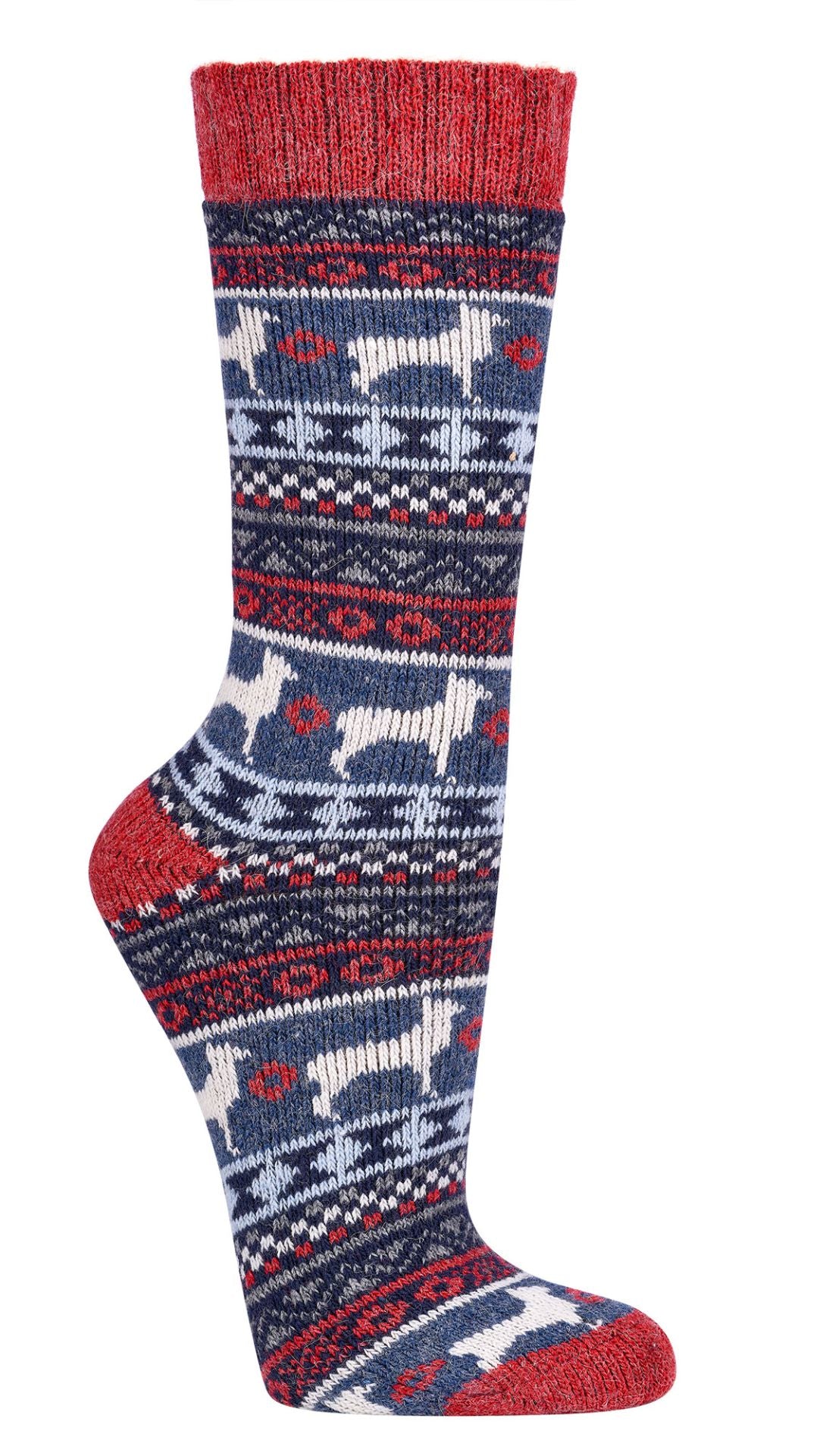 2 Pairs of Merino & Alpaca Wool Peruvian Pattern, Norwegian Wool Socks for Men and women