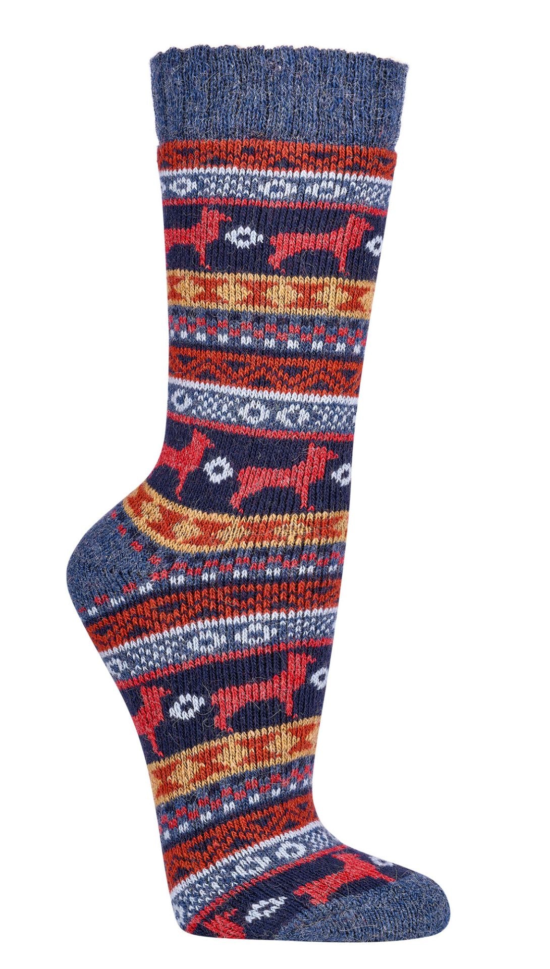 2 Pairs of Merino & Alpaca Wool Peruvian Pattern, Norwegian Wool Socks for Men and women