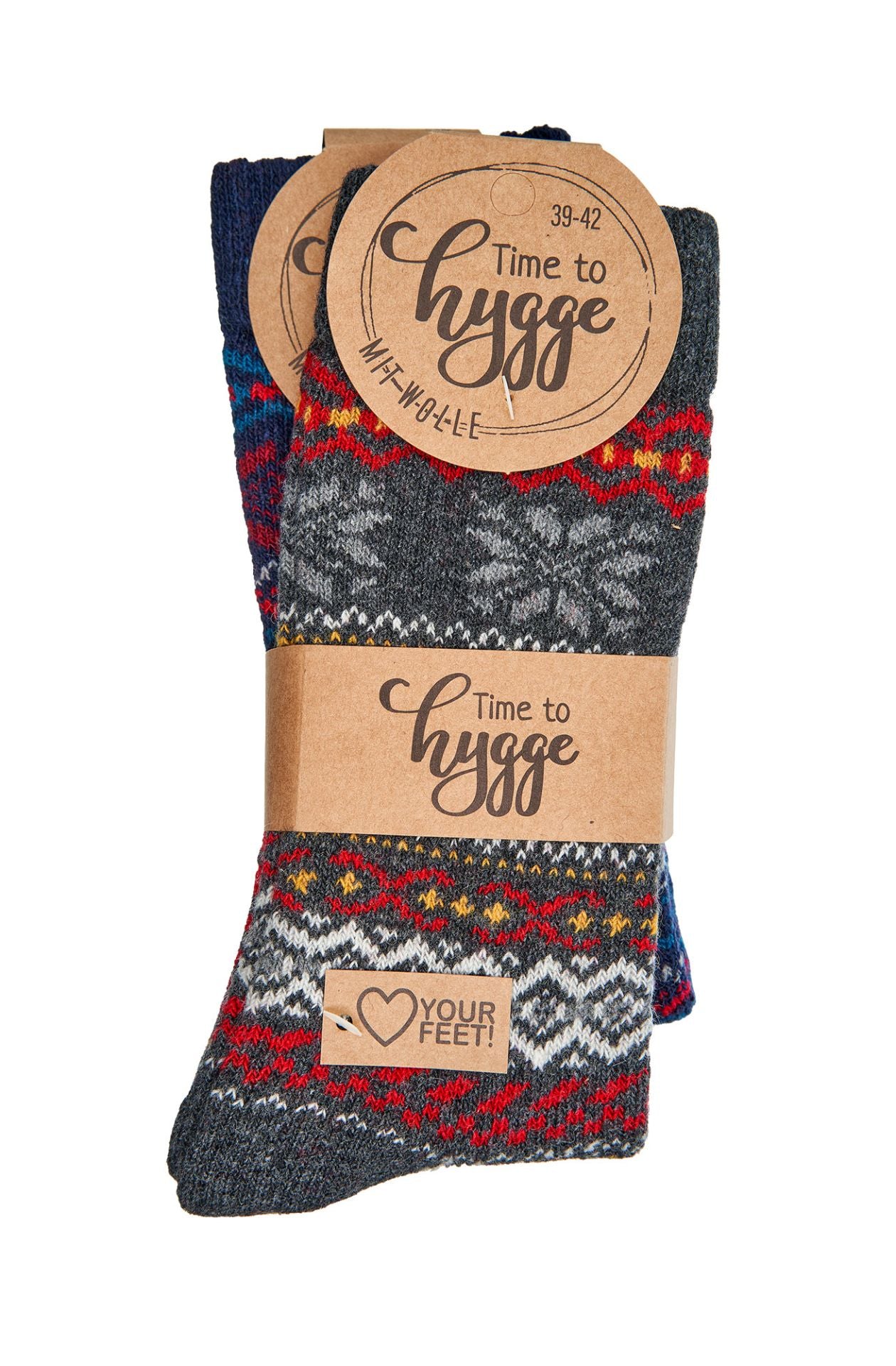 2 Pairs Norwegian Wool Socks for Men & Women, Winter Thermal Knitted
