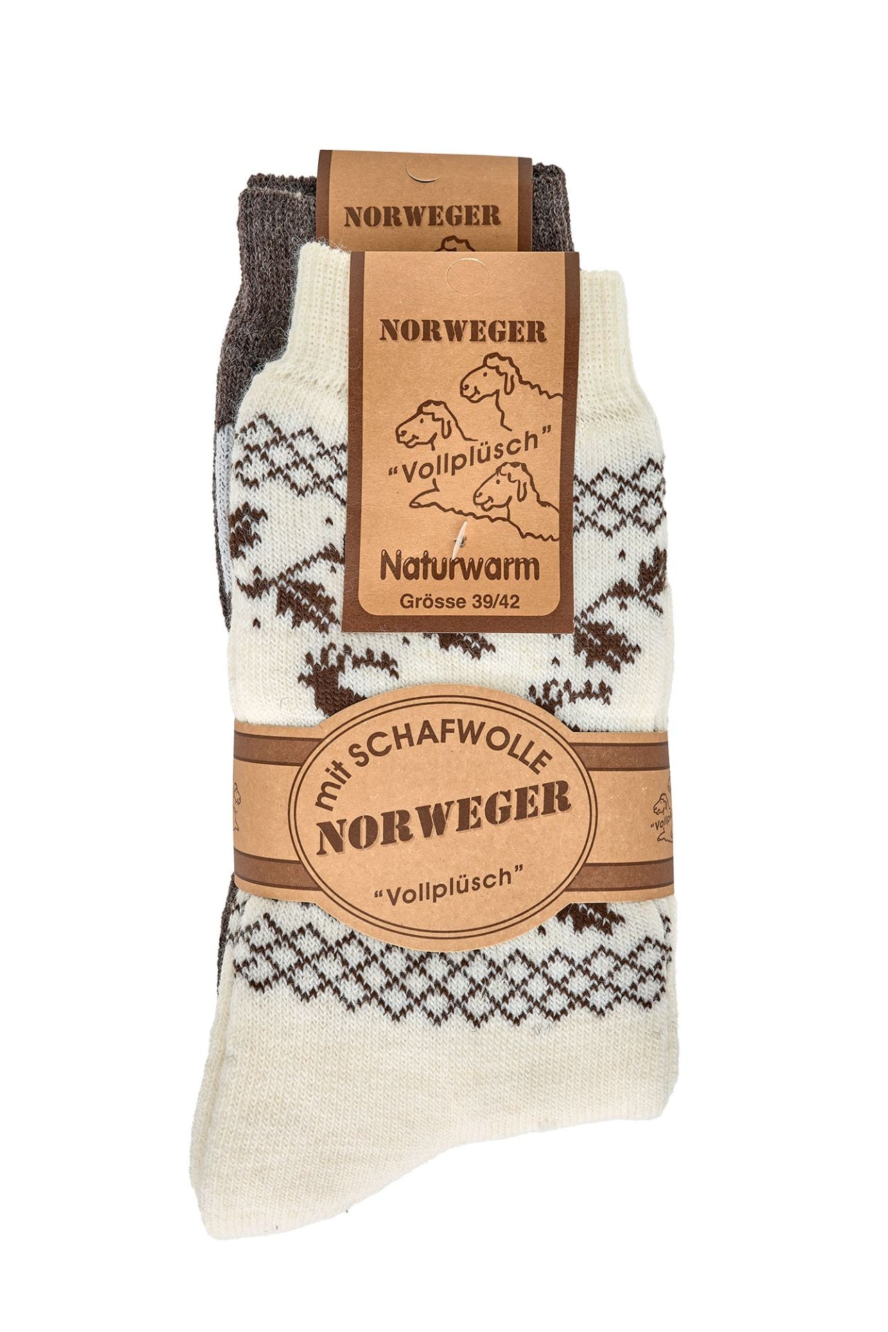 2 Pack Scandinavian wool socks, Natural Premium Merino Wool, Blend of Lamb's wool, Warm socks, Plush Christmas gift for him and Her winter