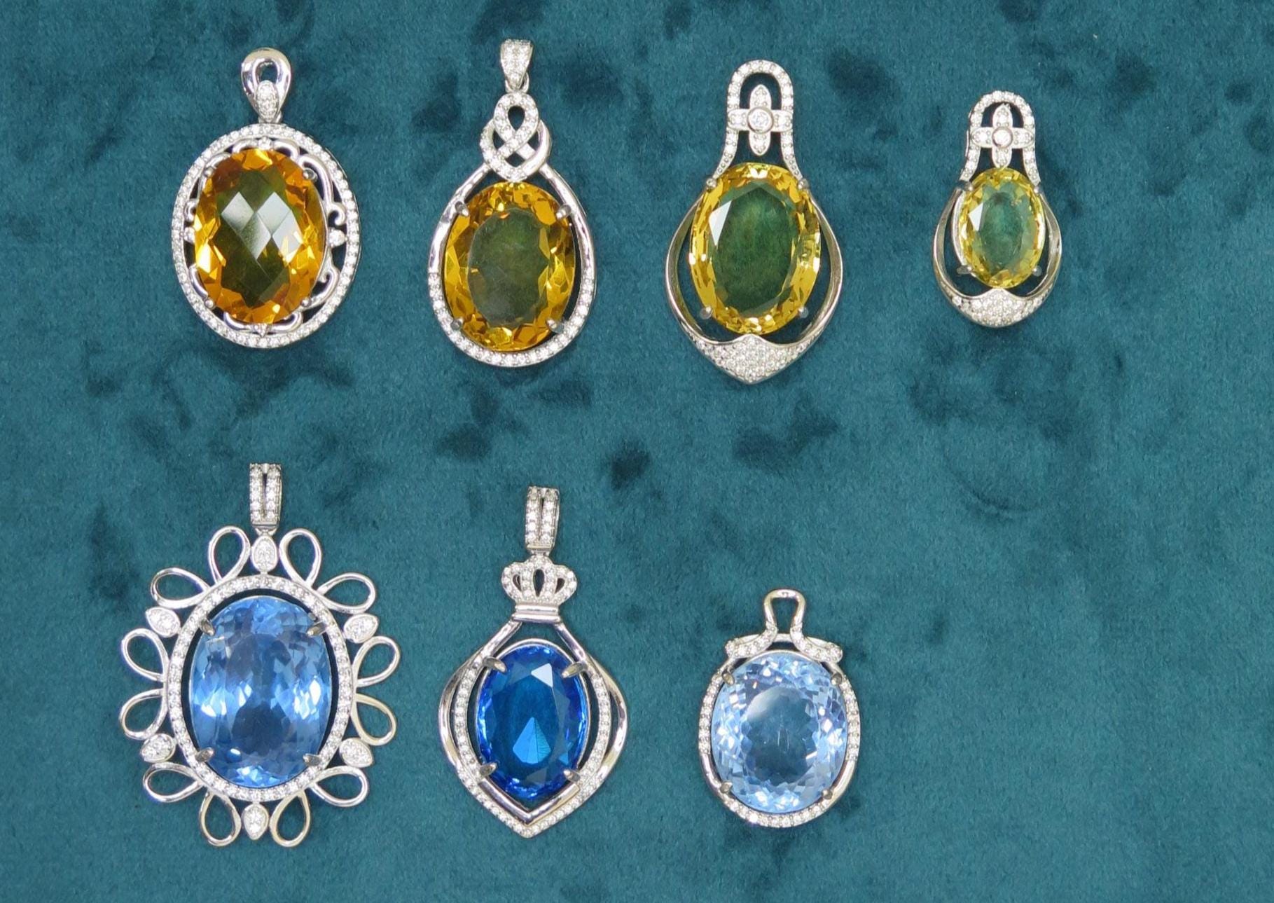 925 Sterling Silver Dainty Gemstone Silver Ring – Aquamarine Crystal, Citrine Crystal – Minimalist Crystal Jewellery, with 18" Silver Chain