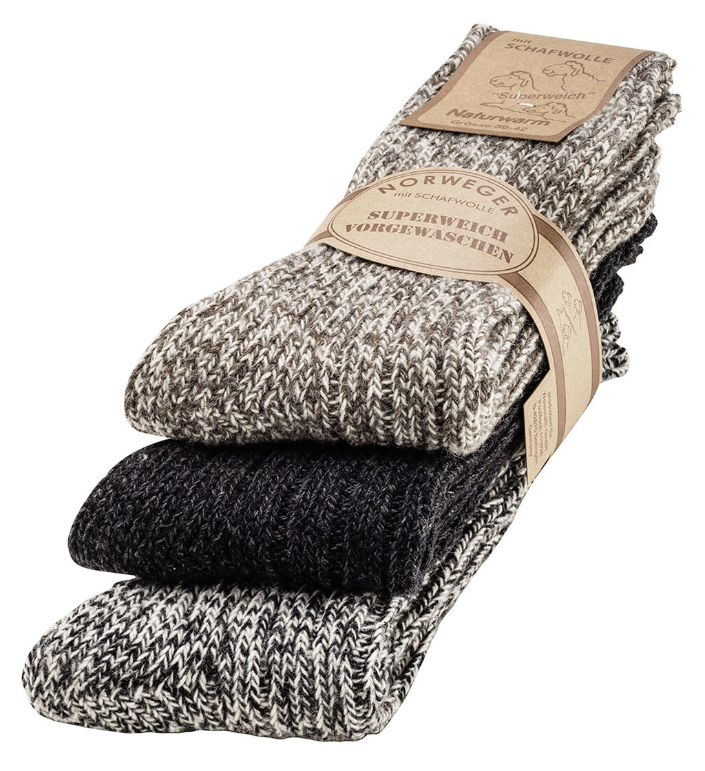 3 Pack Mens wool and cotton blend socks, Natural Premium Lambswool, warm socks