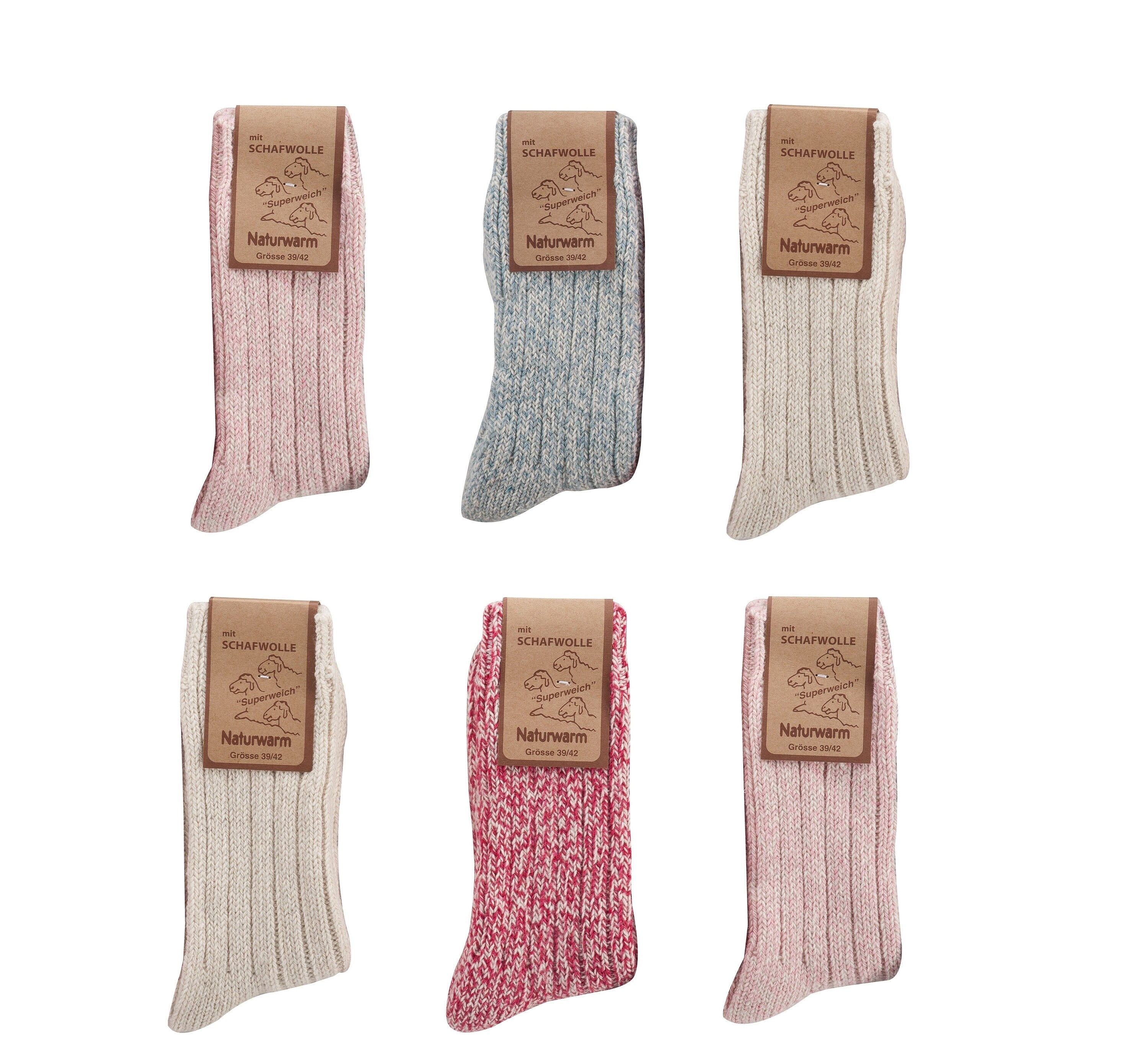 3X, 6X Natural Premium Norwegian Women Merino Wool socks, Lambs wool and cotton blend