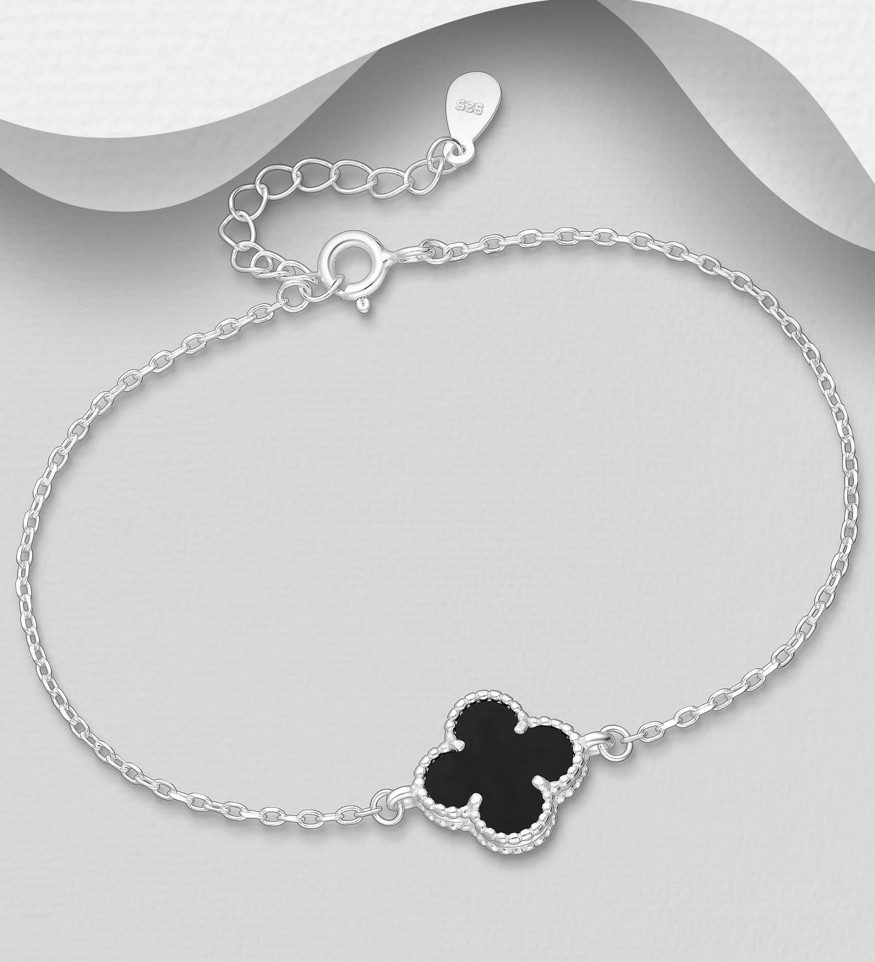 4 Leaf Lucky Clover Pendant with 18 Inch Chain –  Hand-poured resin enamel, 925 Silver Necklace, Charm Minimalist, Bracelet 6.5-7.5 Inch