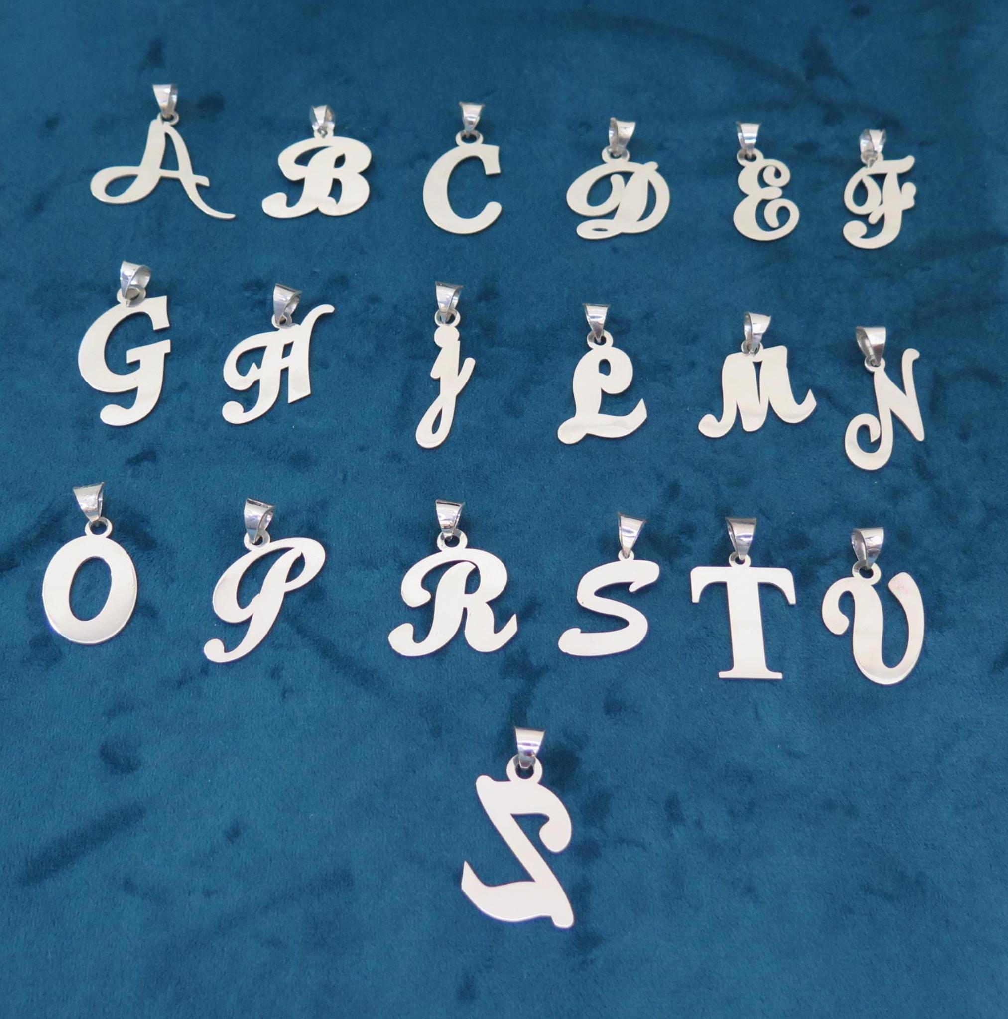 925 Sterling Silver Initial Pendant Necklace - minimalist Letter Charm - Dainty Custom Monogram Jewellery Gift for Women Her Him + 16" Chain