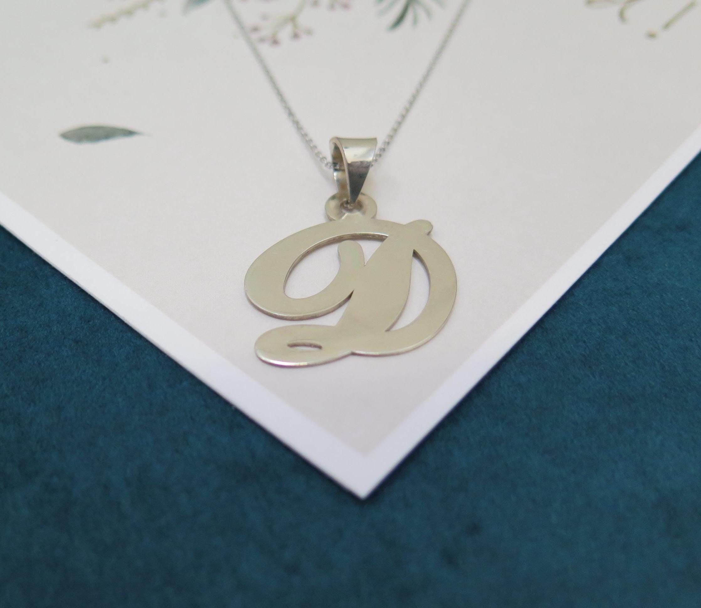 925 Sterling Silver Initial Pendant Necklace - minimalist Letter Charm - Dainty Custom Monogram Jewellery Gift for Women Her Him + 16" Chain