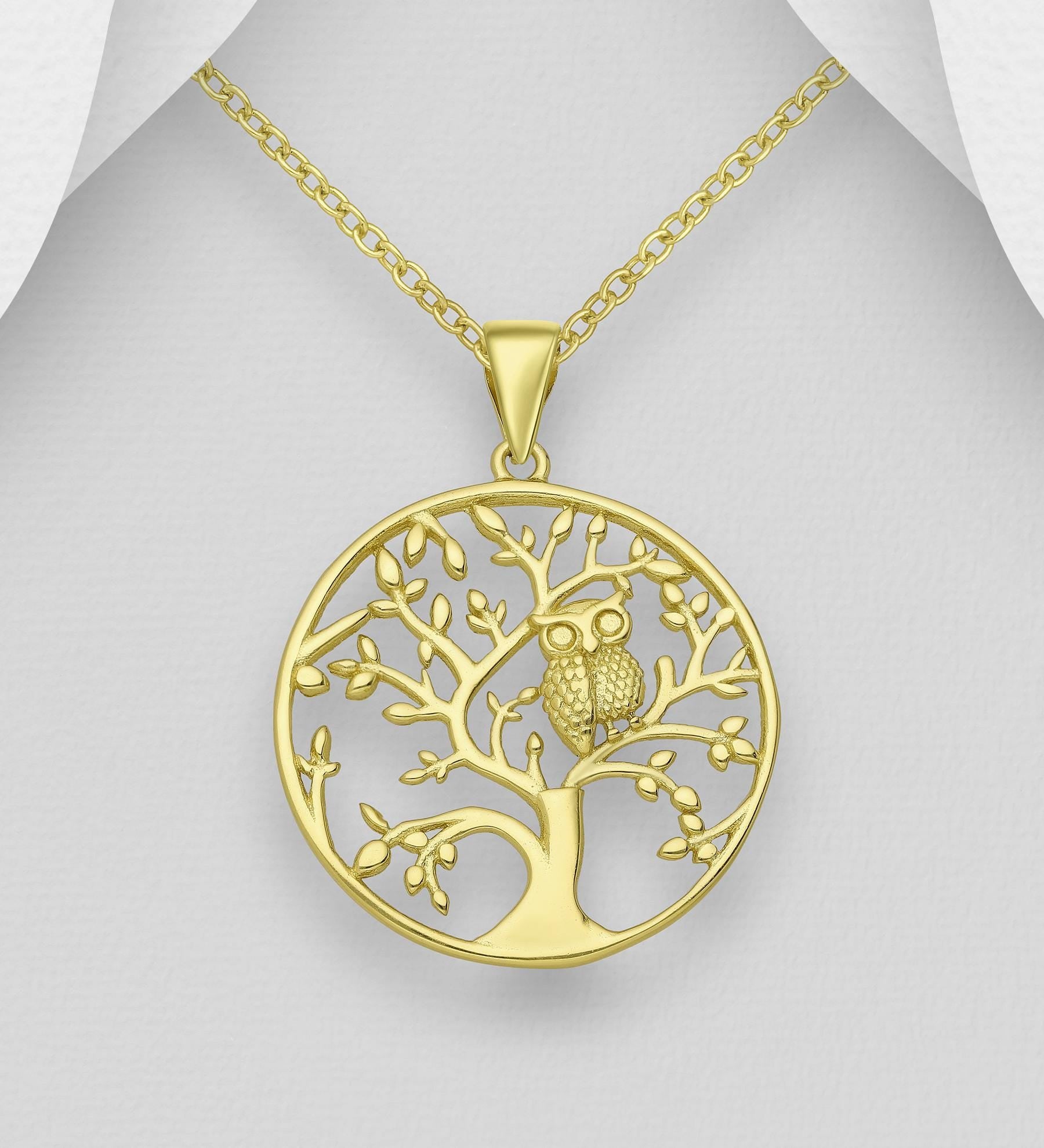 925 Silver Gold 14K plated Tree of Life Necklace – 18"-20" 18K Plated Chain – Boho Minimalist– Meaningful Jewelry, Spiritual Gift for Women