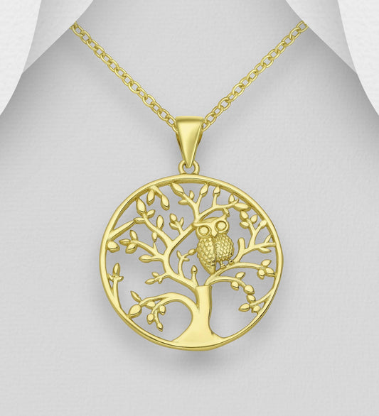 925 Silver Gold 14K plated Tree of Life Necklace – 18"-20" 18K Plated Chain – Boho Minimalist– Meaningful Jewelry, Spiritual Gift for Women