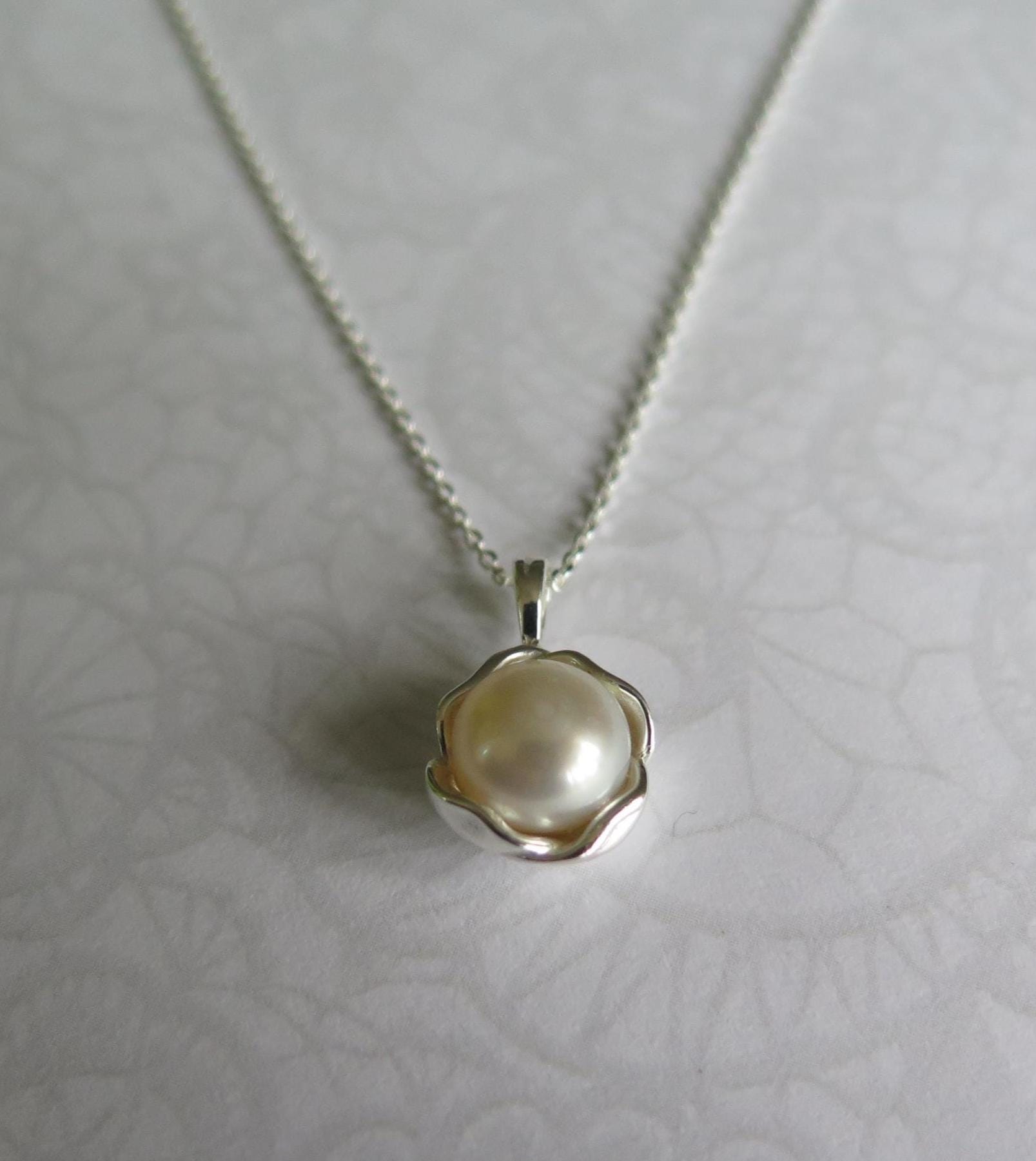 925 Sterling Silver Freshwater Pearl Necklace – 16-18 Inch Silver Chain, 2 Elegant Designs | Timeless & Durable Dainty Jewelry, Gift for Her