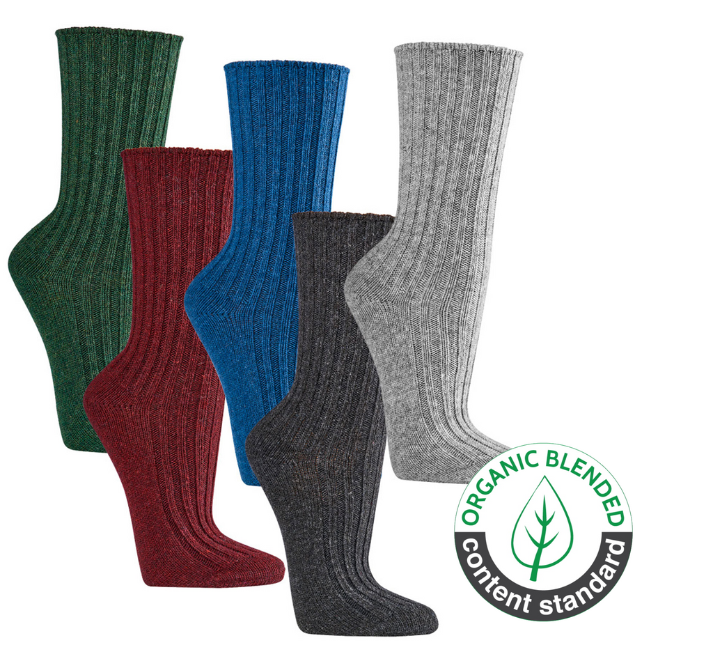 2 pairs of ORGANIC WOOL Blend Winter Socks, Men & Women,Premium Norwegian
