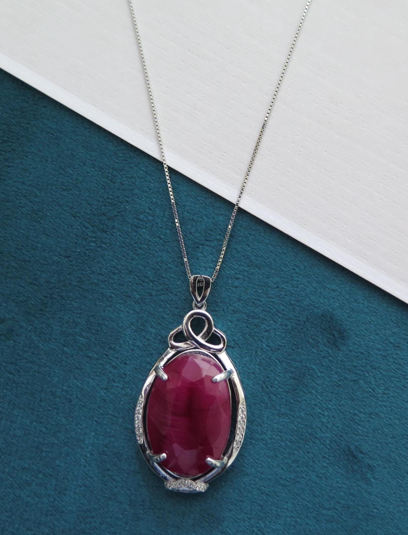 925 Sterling Silver Dainty Gemstone Silver Ring – Ruby Crystal, Emerald Crystal – Minimalist Crystal Jewellery, Chakra Stone with 18" Chain