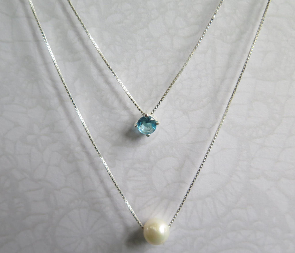 925 Sterling Silver Choker Necklace - Elegant CZ Simulated Diamond & Freshwater Pearl | 15.5-17 Inch | Dainty Layering Piece, Gift for Her