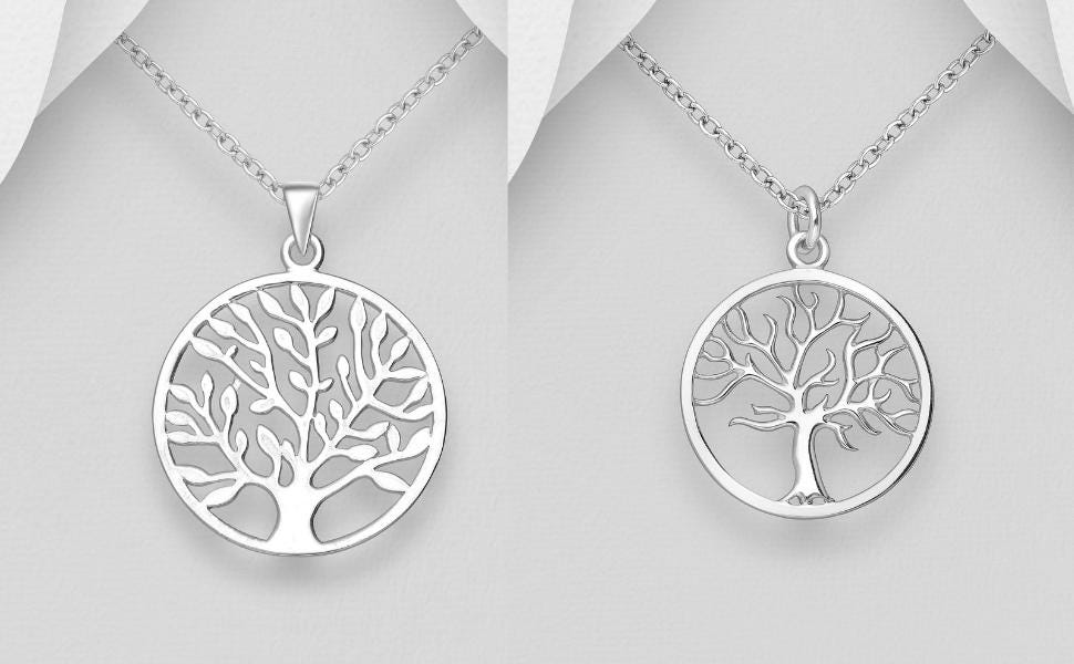 925 Silver Tree of Life Necklace – 18 Inch Chain – 2 Styles – Boho & Minimalist – Meaningful Jewelry Gift, Spiritual Gift for Women and Men
