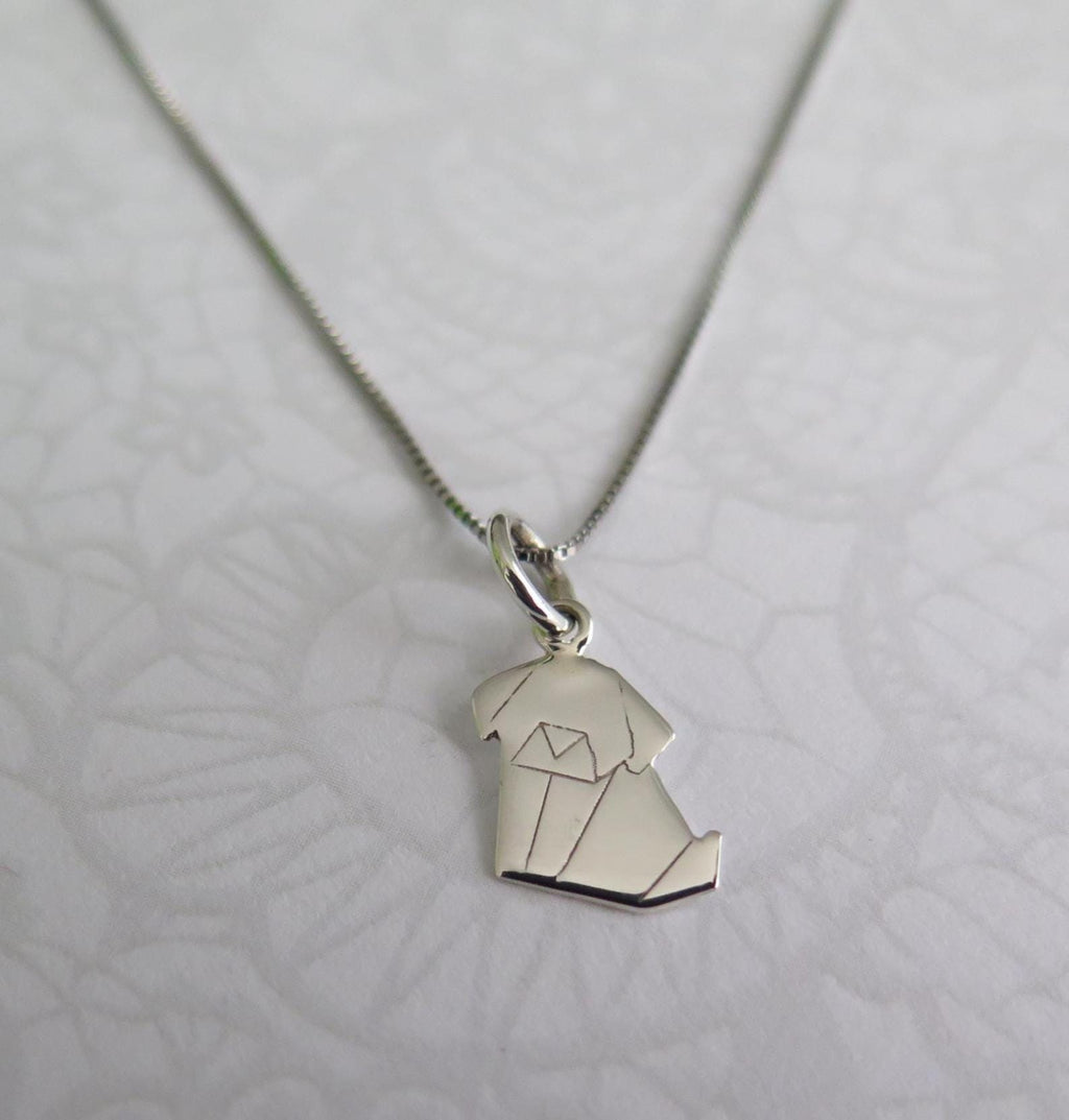 925 Sterling Silver Pendant Necklace - 18 Inch Chain with Love Cats & Origami Dog Charms - Minimalist Dainty Jewelry, Animal Lover Gift