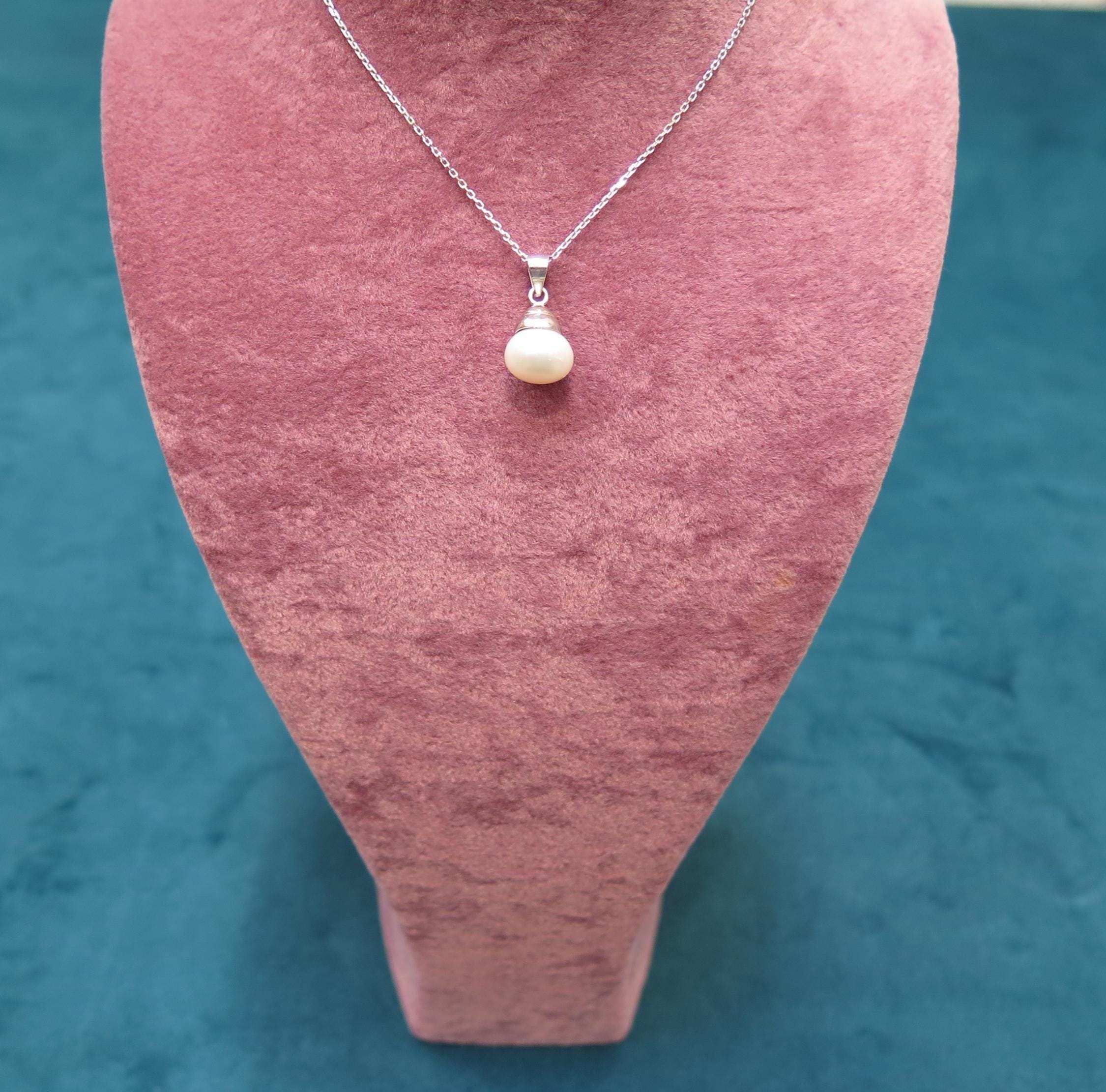 925 Sterling Silver Freshwater Pearl Dainty Pendant Necklace - Dainty Elegant Jewellery Gift for Women, Minimalist Jewellery with 18" Chain