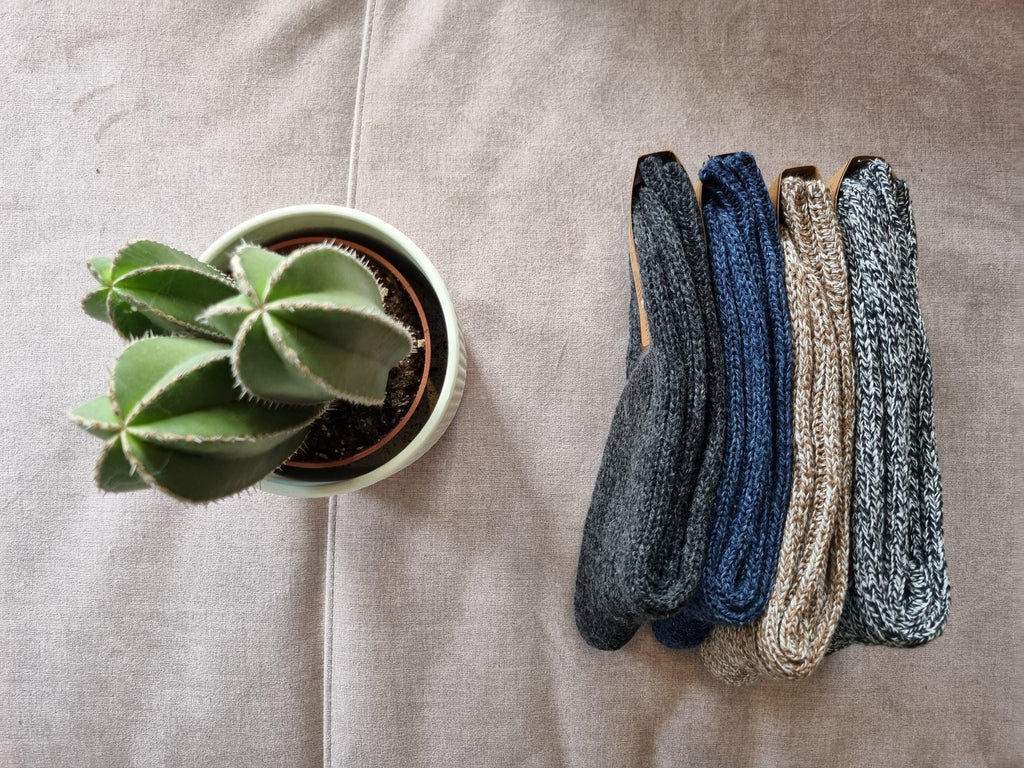 3 Pack Mens wool and cotton blend socks, Natural Premium Lambswool, warm socks