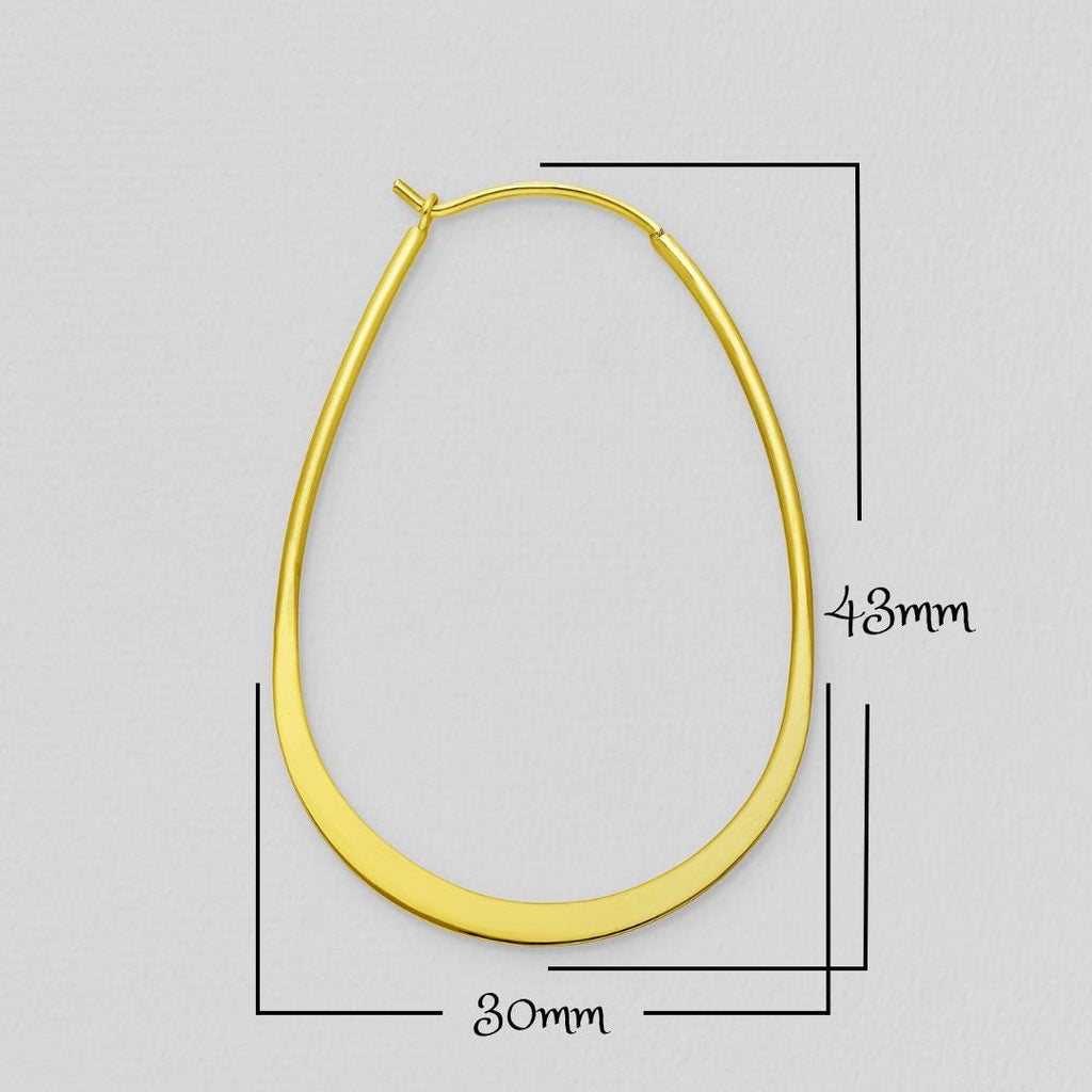 Oval Hoop Earrings – 925 Sterling Silver Gold Plated – 18K Yellow Gold Hoops – Minimalist Gold Jewelry – Everyday Hoops – Gift for Her
