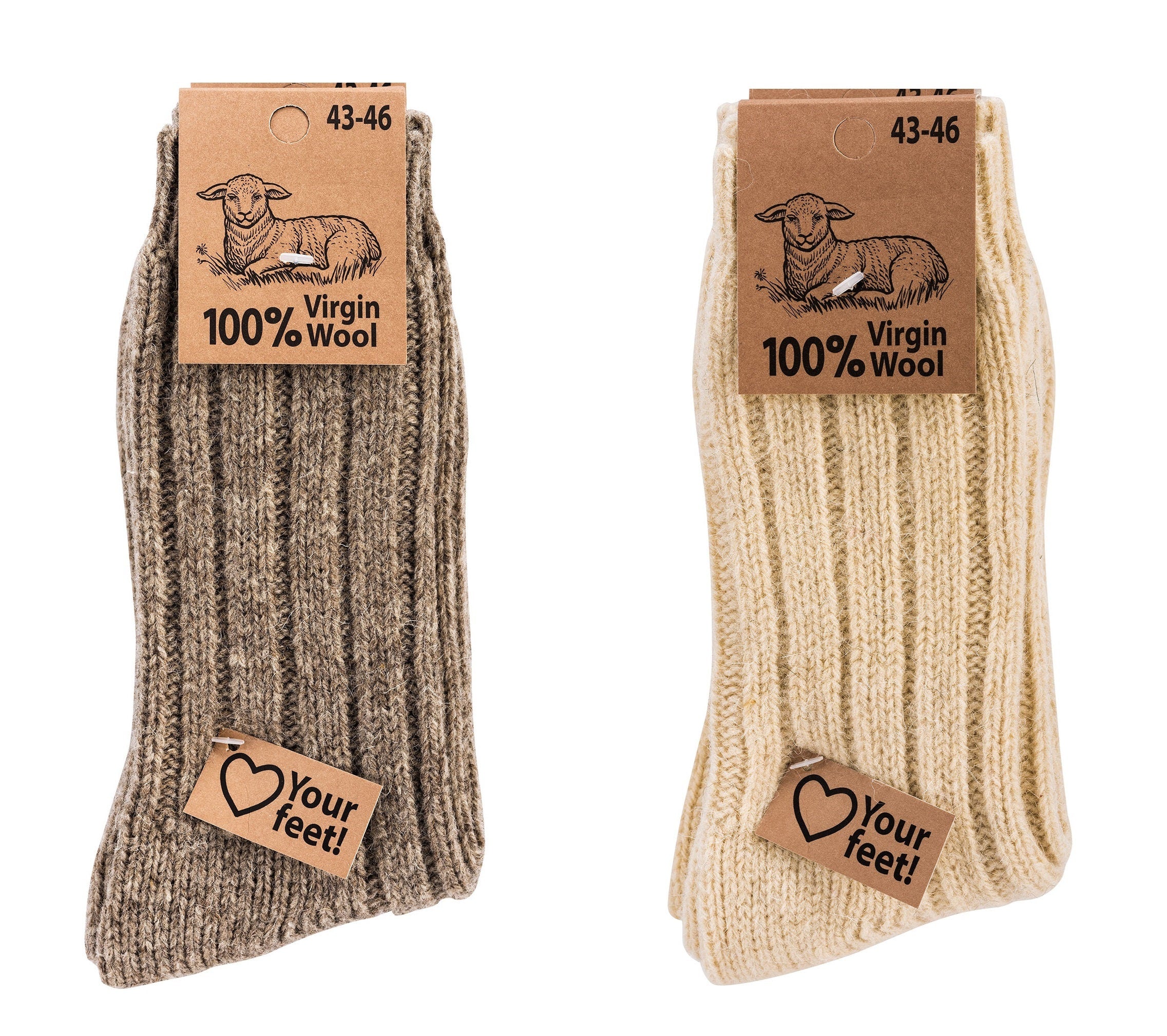 100% Virgin Wool Socks (lamb's first shearing) Men - Women, Extremely warm and soft