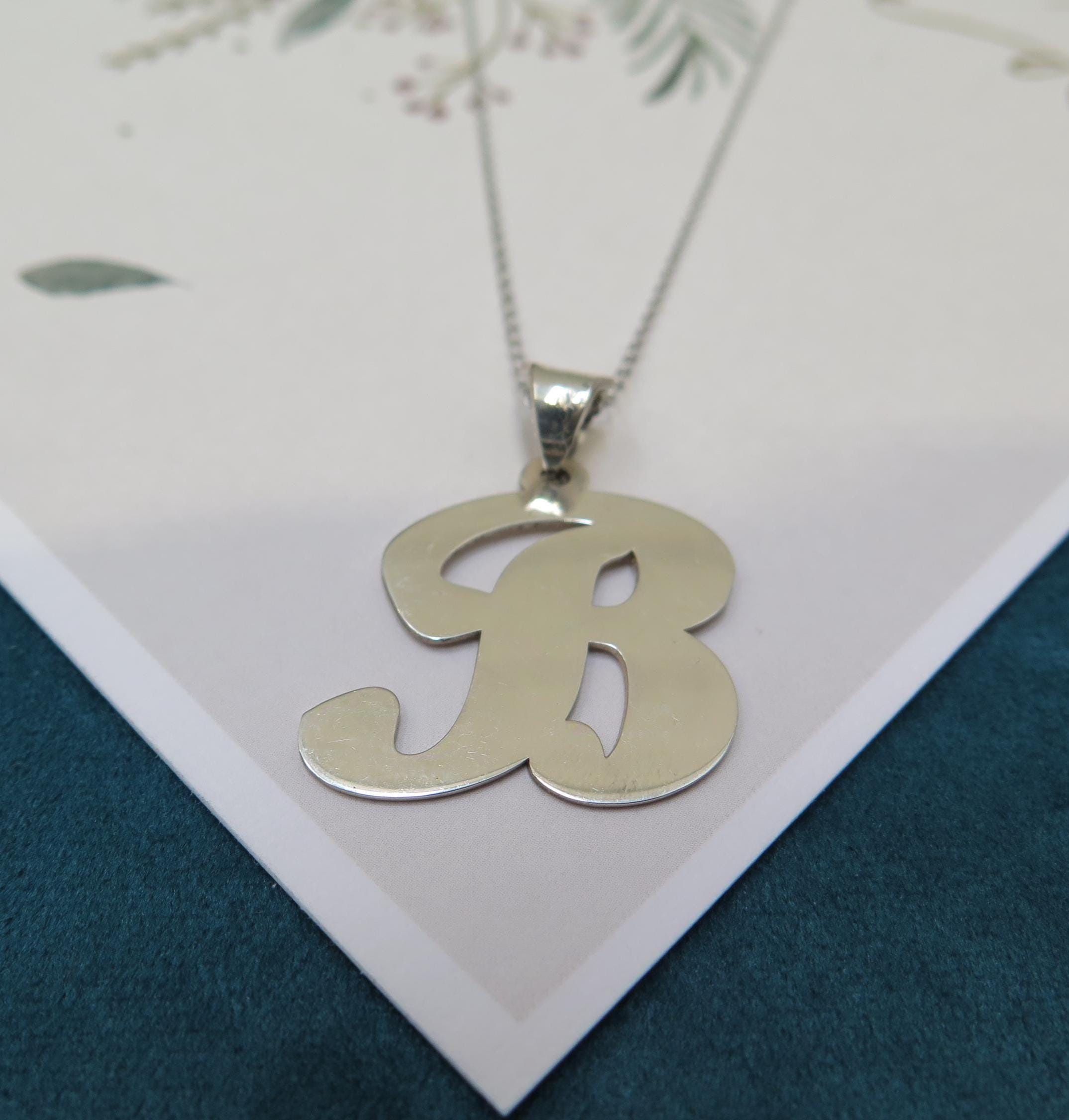 925 Sterling Silver Initial Pendant Necklace - minimalist Letter Charm - Dainty Custom Monogram Jewellery Gift for Women Her Him + 16" Chain