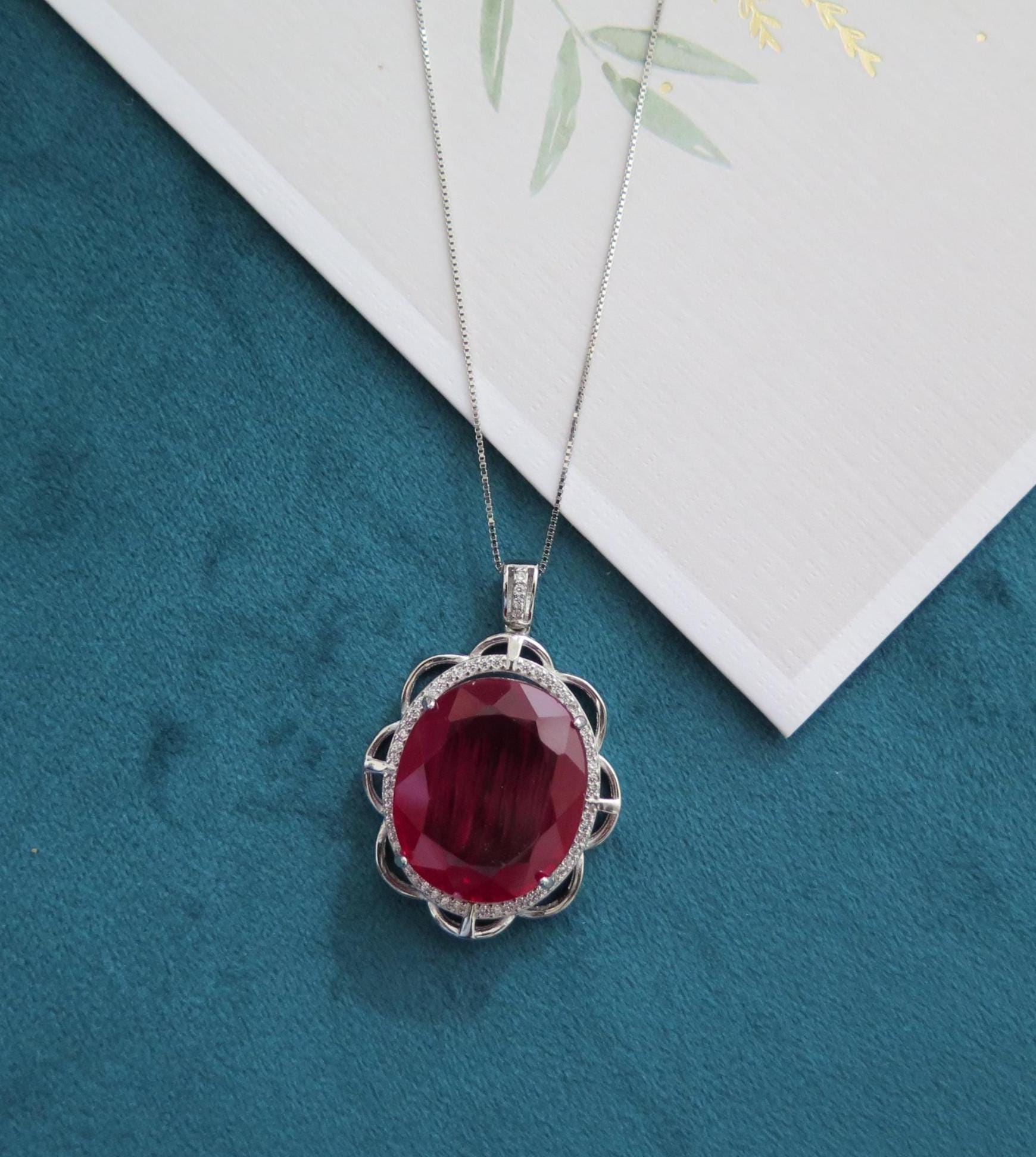 925 Sterling Silver Dainty Gemstone Silver Ring – Ruby Crystal, Emerald Crystal – Minimalist Crystal Jewellery, Chakra Stone with 18" Chain