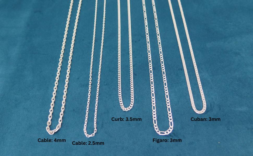 Sterling Silver 925 Heavy Cuban Link Chain Necklace | Solid 925 Silver Chunky Curb Chain | Men’s & Women’s Durable Jewellery