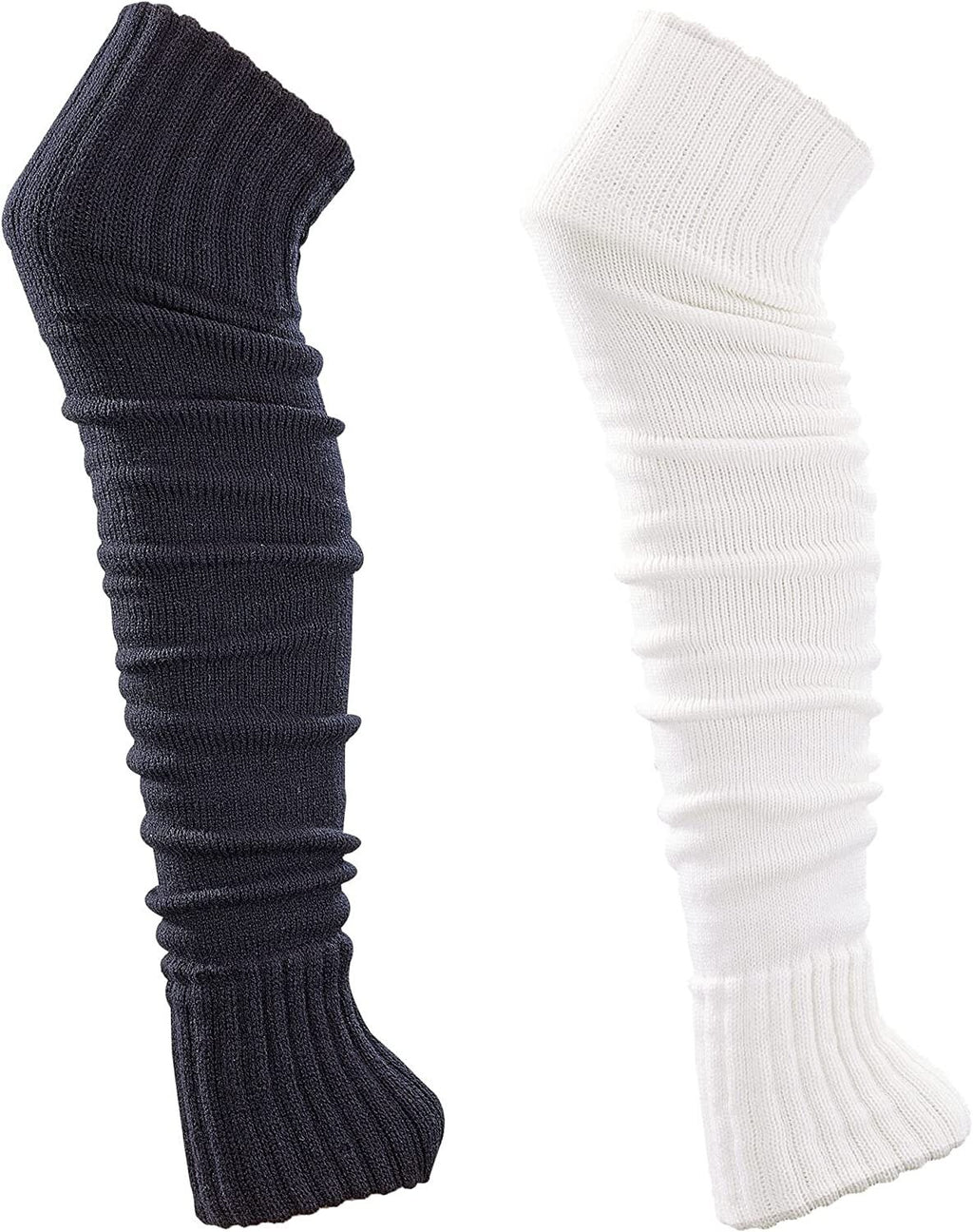 2 Pair Leg Warmers, Ladies Super soft Leg Warmer layer 1XBlack 1XWhite