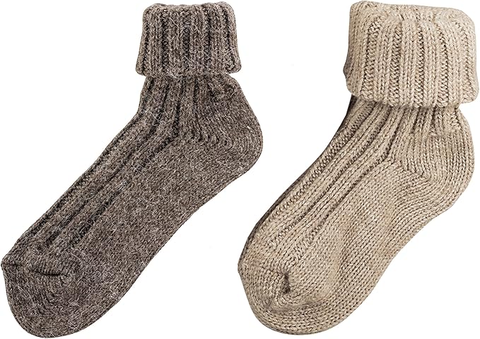 2X Norwegian Alpaca Wool blend Socks for Men and women, Roll-up