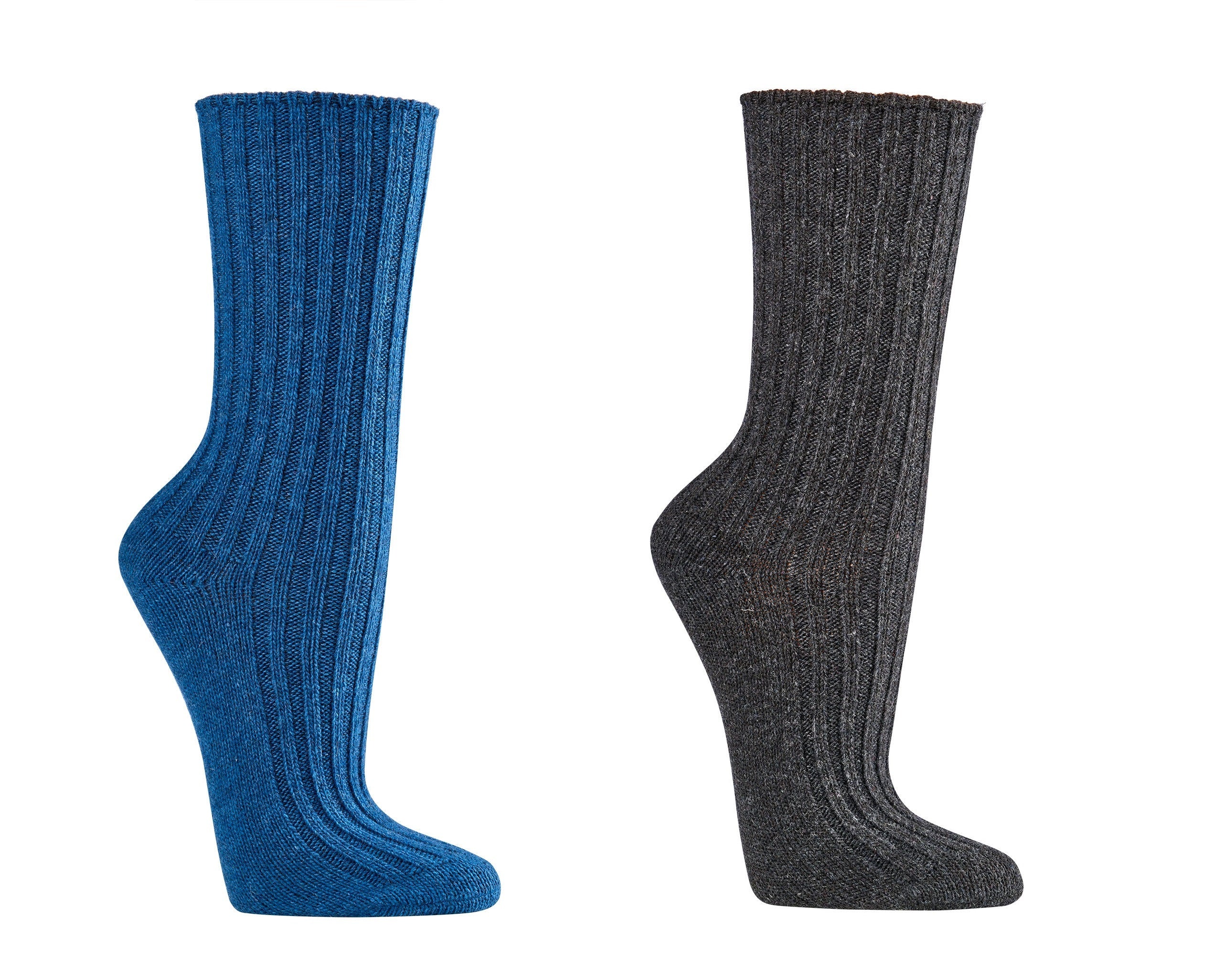 2 pairs of ORGANIC WOOL Blend Winter Socks, Men & Women,Premium Norwegian