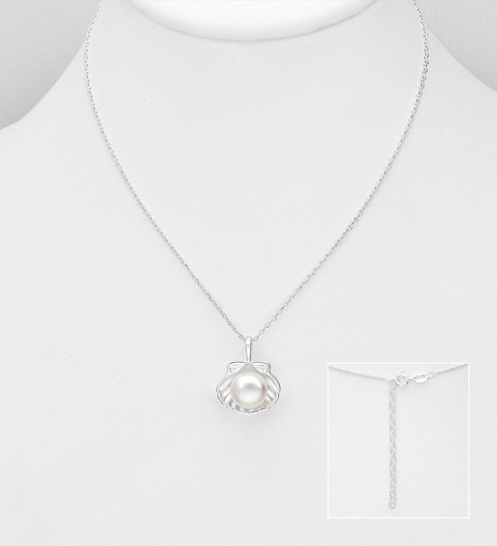 925 Sterling Silver Freshwater Pearl Necklace – 16-18 Inch Silver Chain, 2 Elegant Designs | Timeless & Durable Dainty Jewelry, Gift for Her