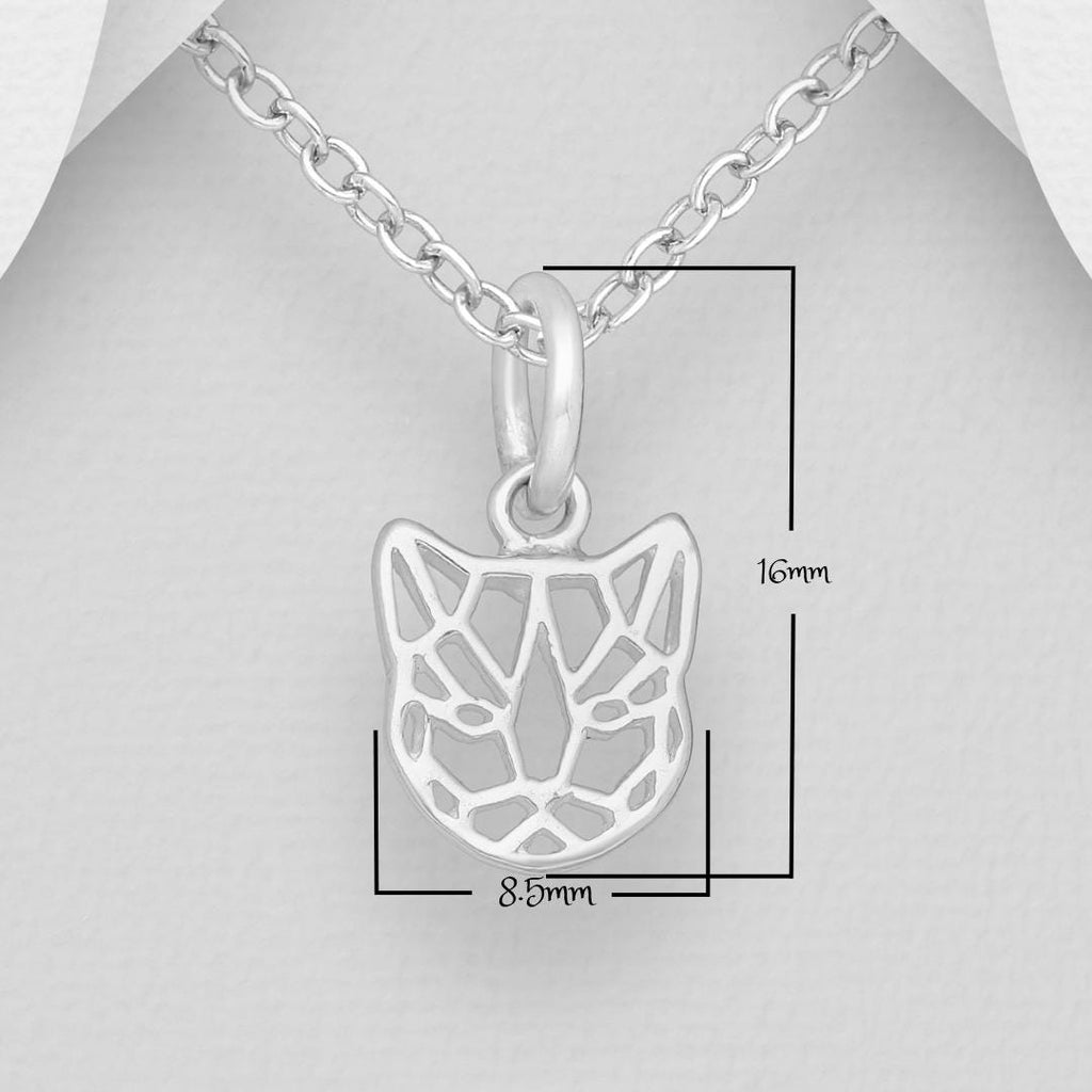 925 Sterling Silver Origami Tiger Pendant Necklace - 16 Inch Chain with Push Back Earrings - Minimalist Dainty Jewelry, Unique Gift