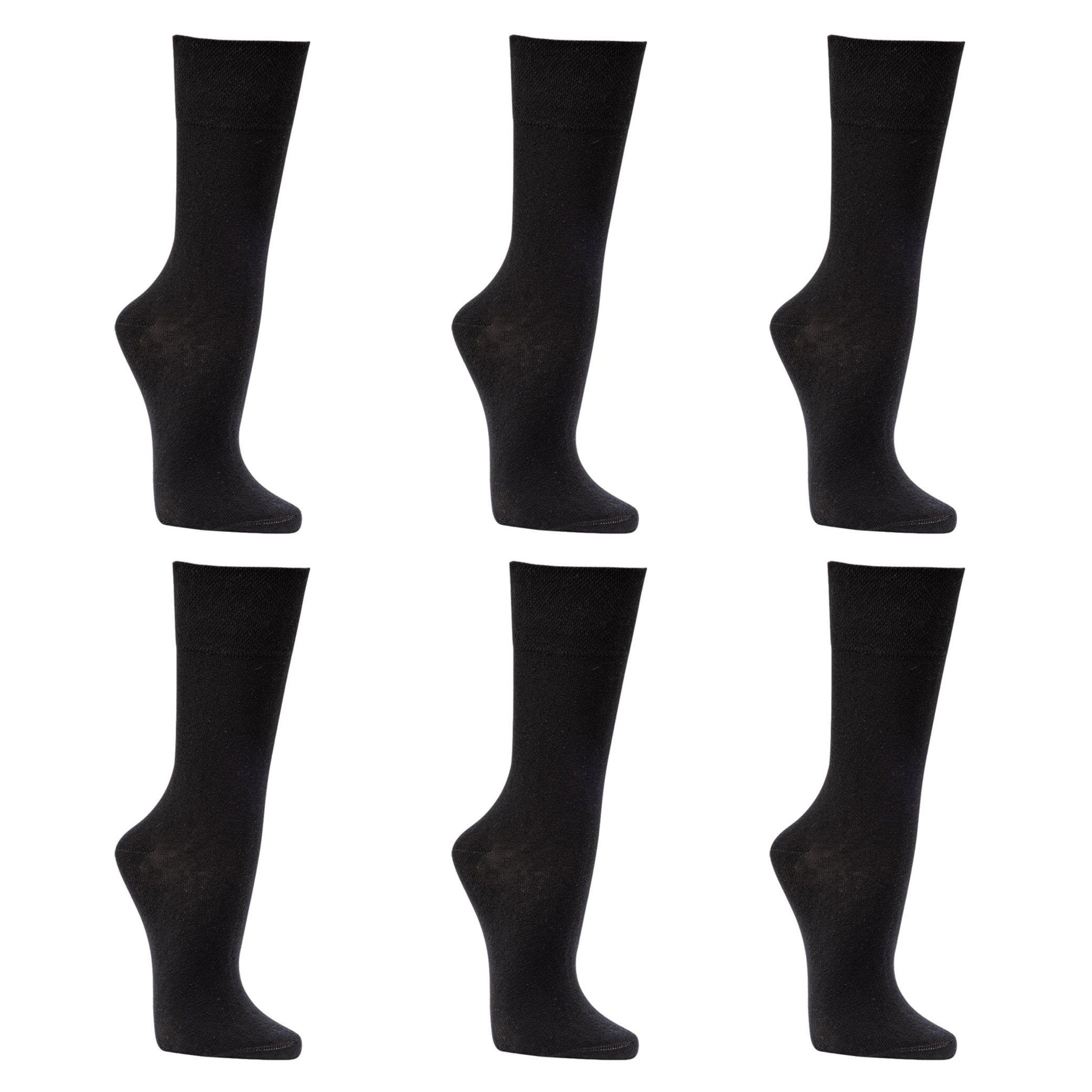 6 Pack Classic Organic Cotton and Recycled PET Bottles Dress Socks, for Men & Women, Soft, Breathable, Basic Black, Hand Linked, Seamless